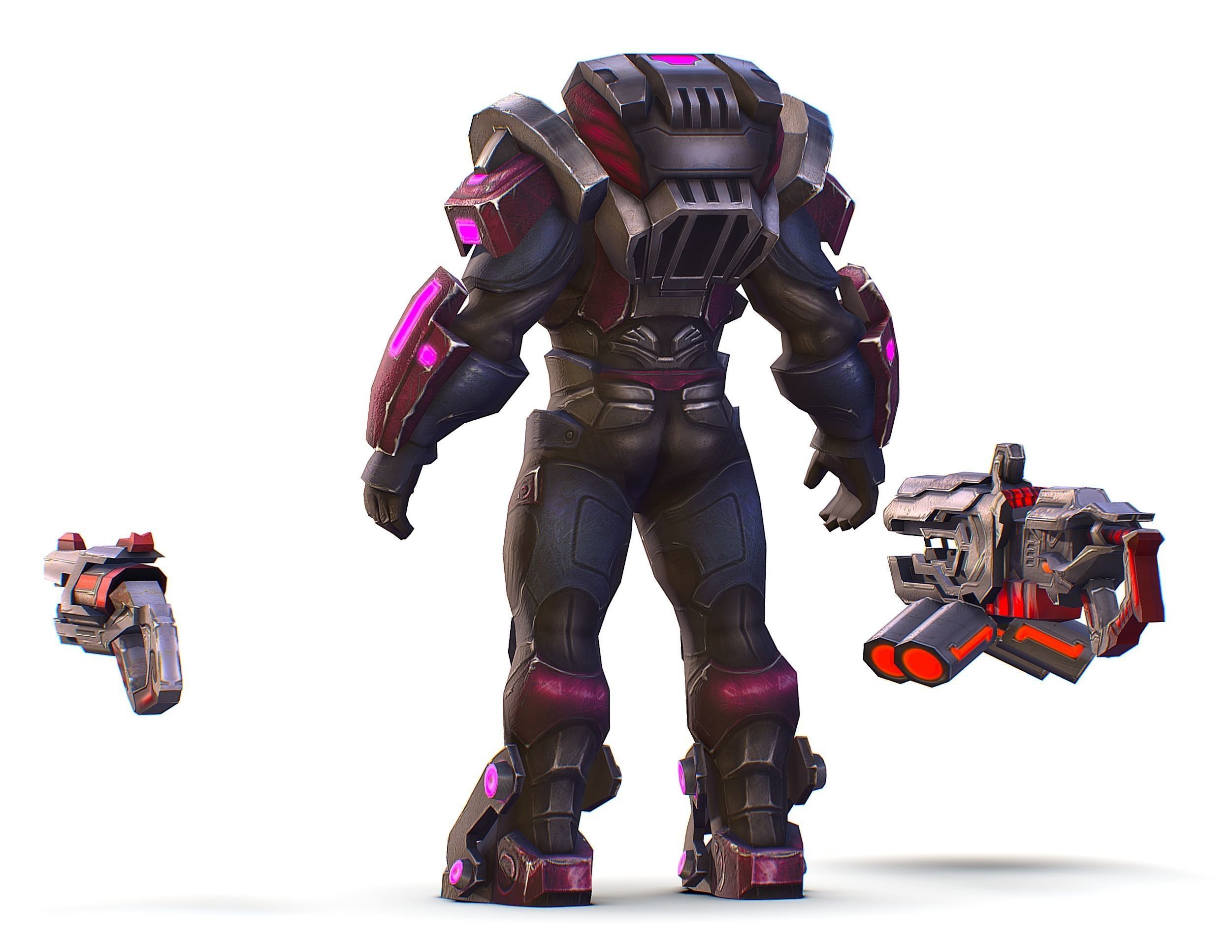 Cyborg Machine Gun with Automatic Rifle and Pistol - 3dsMax Low-poly 3D model_15