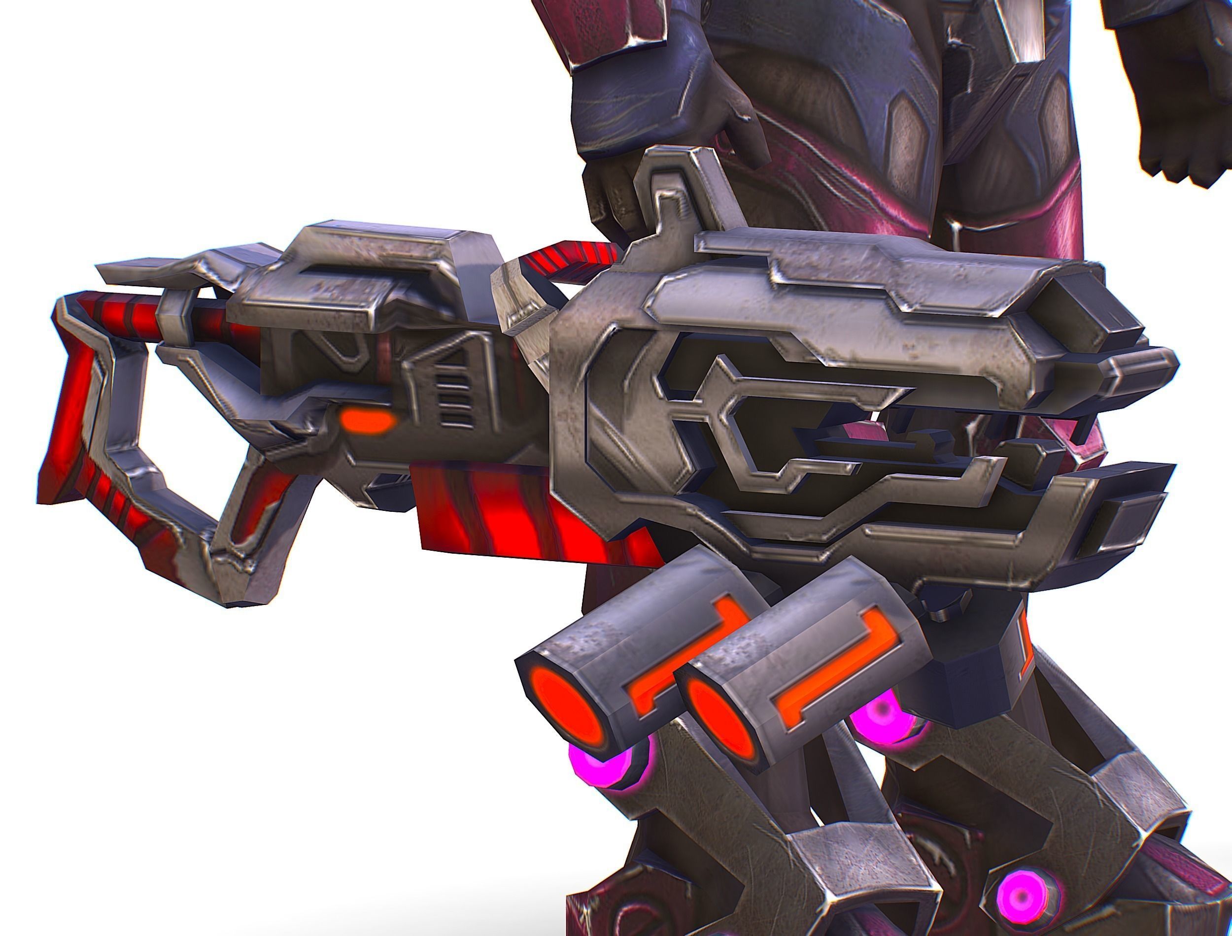 Cyborg Machine Gun with Automatic Rifle and Pistol - 3dsMax Low-poly 3D model_47