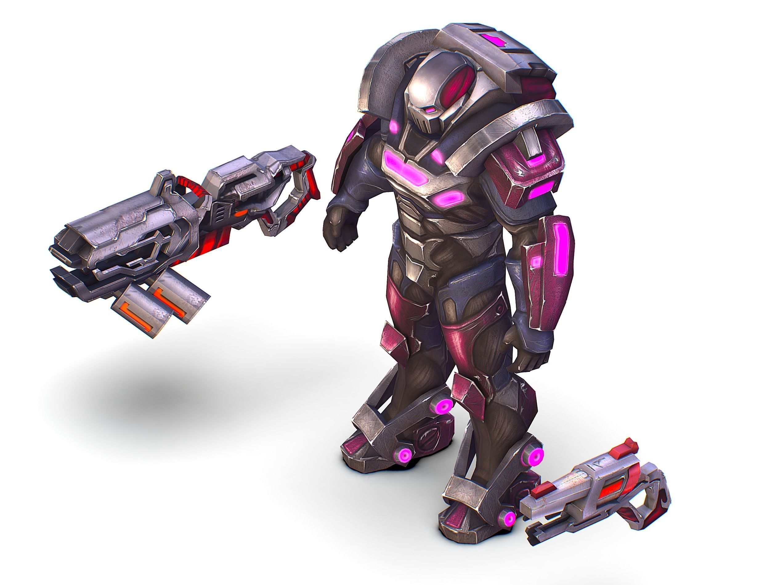 Cyborg Machine Gun with Automatic Rifle and Pistol - 3dsMax Low-poly 3D model_42