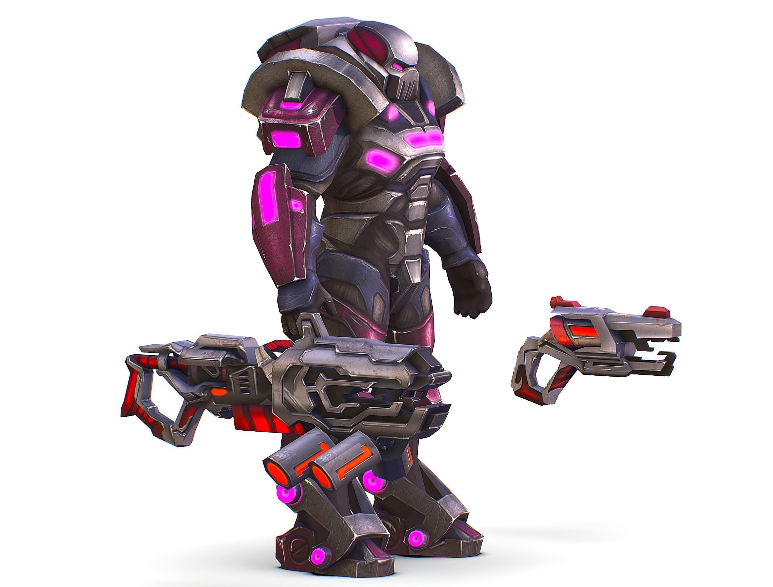 Cyborg Machine Gun with Automatic Rifle and Pistol - 3dsMax Low-poly 3D model_3