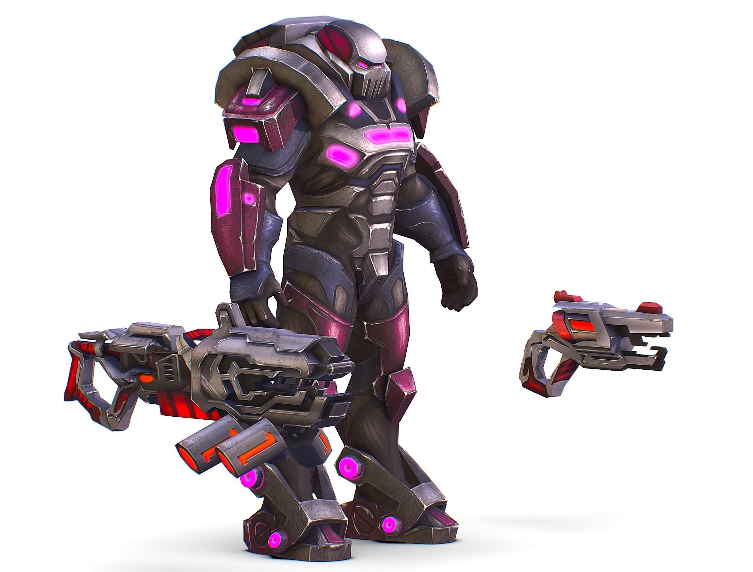 Cyborg Machine Gun with Automatic Rifle and Pistol - 3dsMax Low-poly 3D model_2