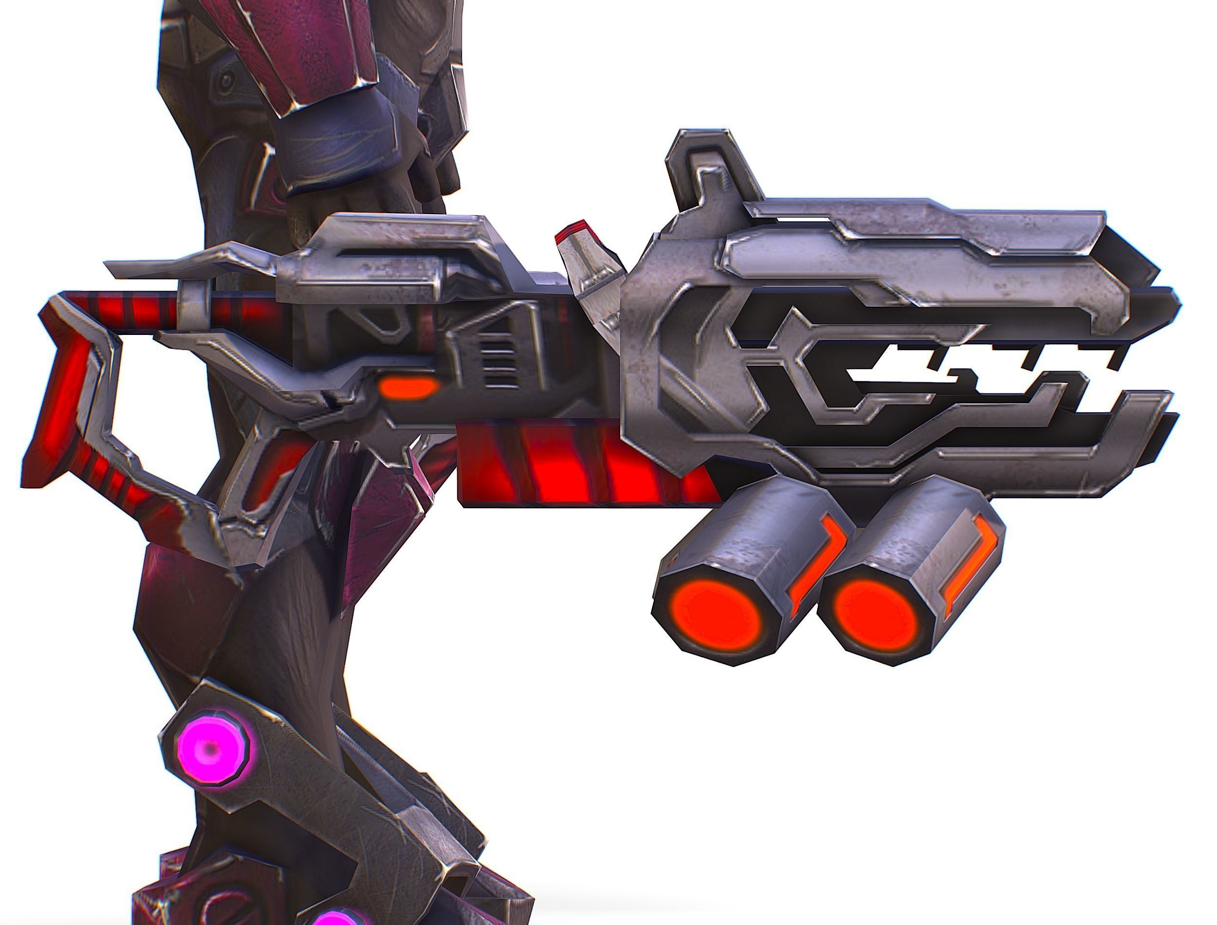 Cyborg Machine Gun with Automatic Rifle and Pistol - 3dsMax Low-poly 3D model_48