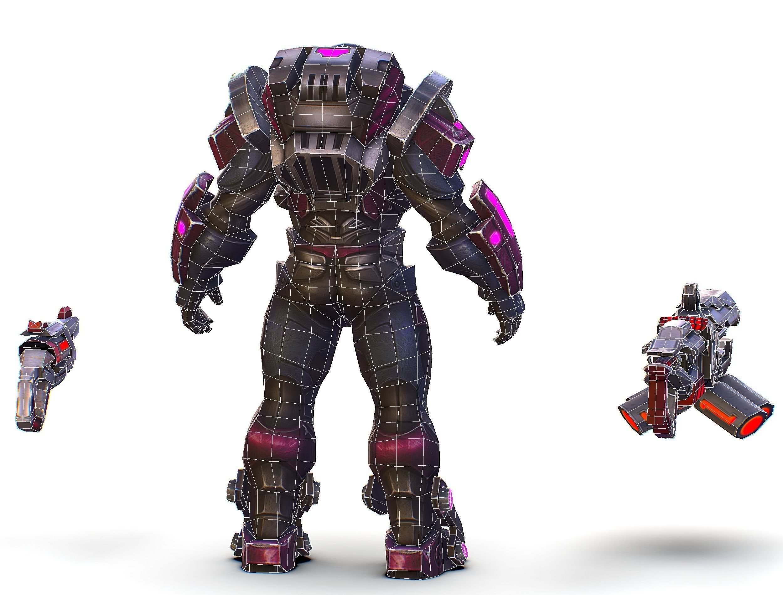 Cyborg Machine Gun with Automatic Rifle and Pistol - 3dsMax Low-poly 3D model_75