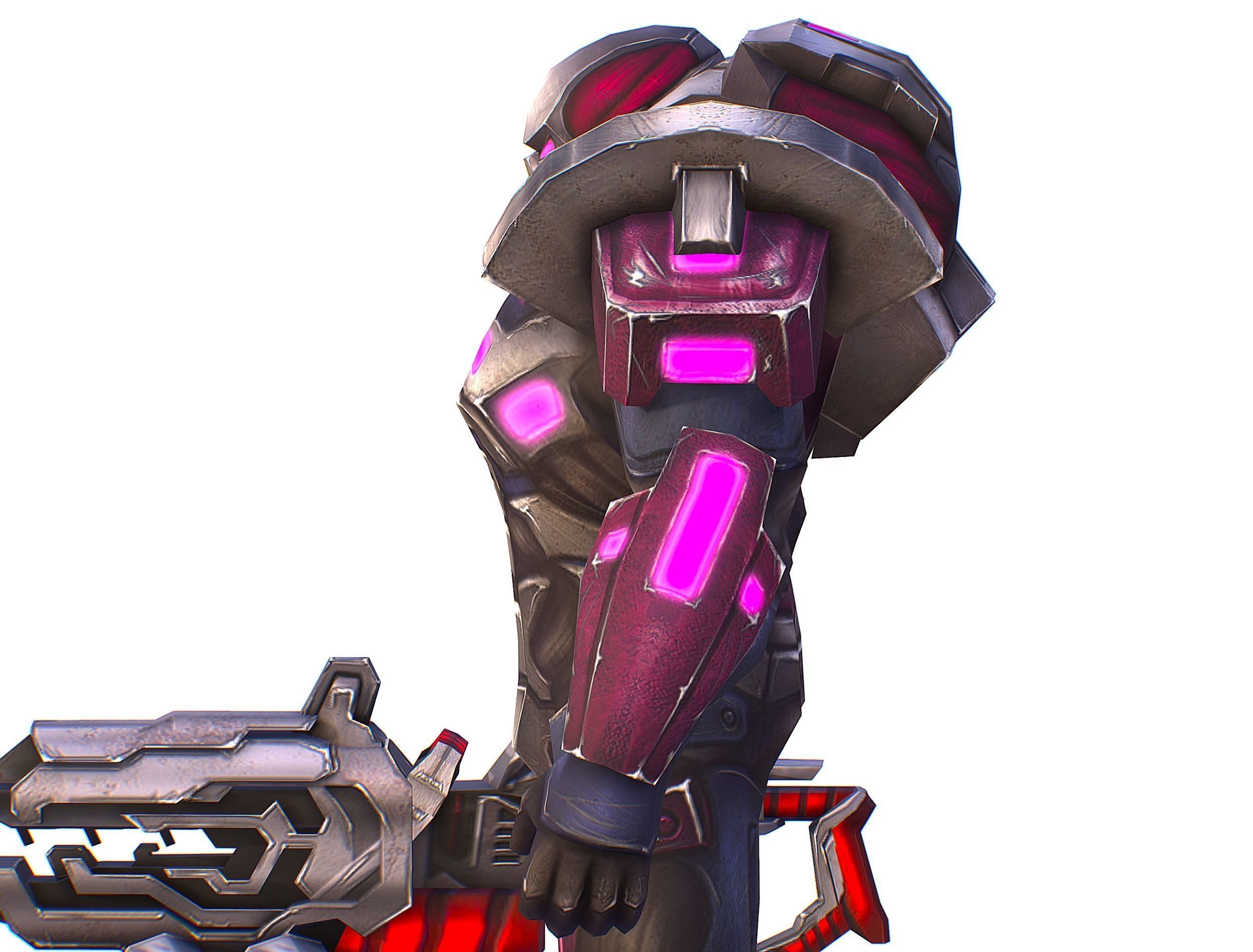 Cyborg Machine Gun with Automatic Rifle and Pistol - 3dsMax Low-poly 3D model_36