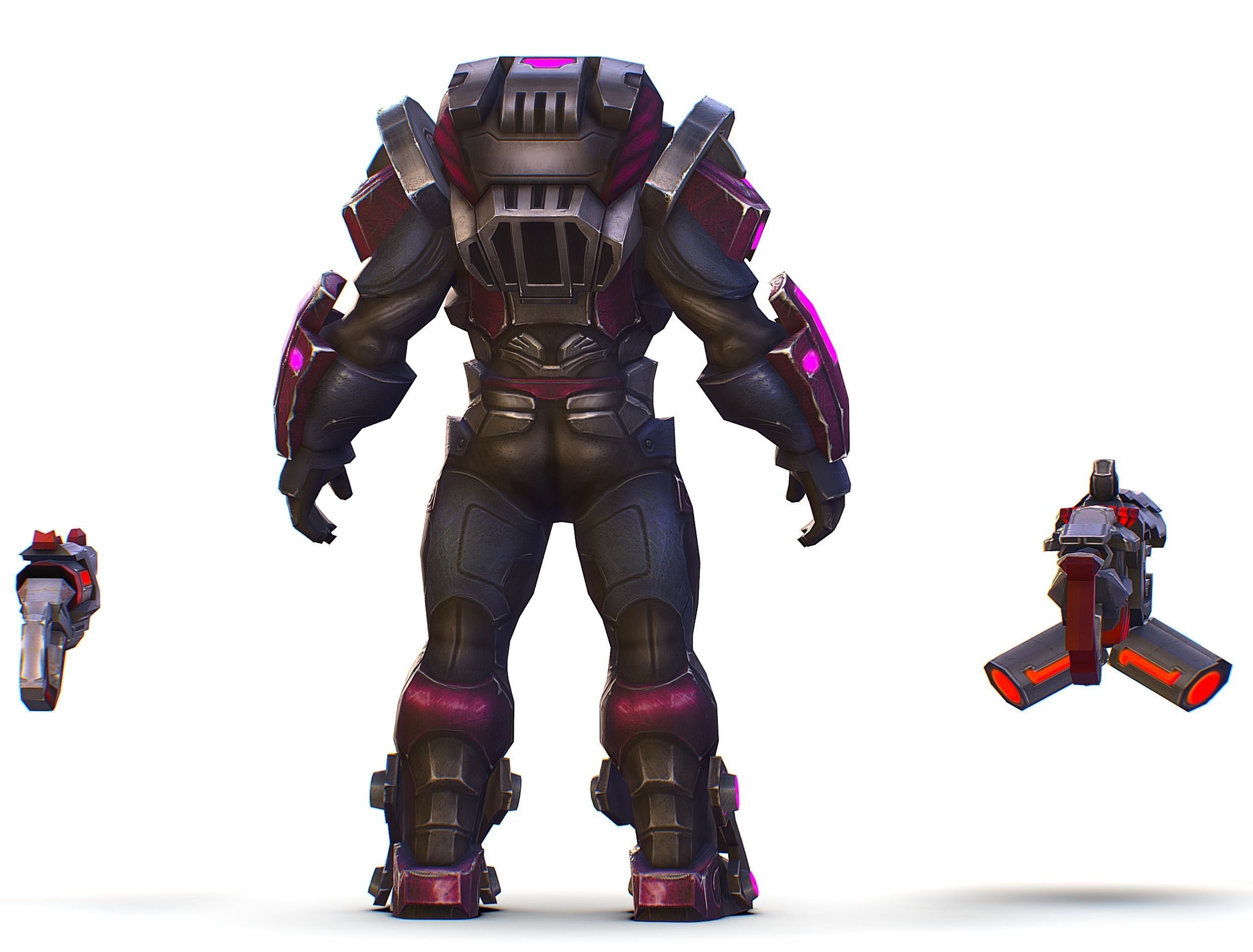 Cyborg Machine Gun with Automatic Rifle and Pistol - 3dsMax Low-poly 3D model_12