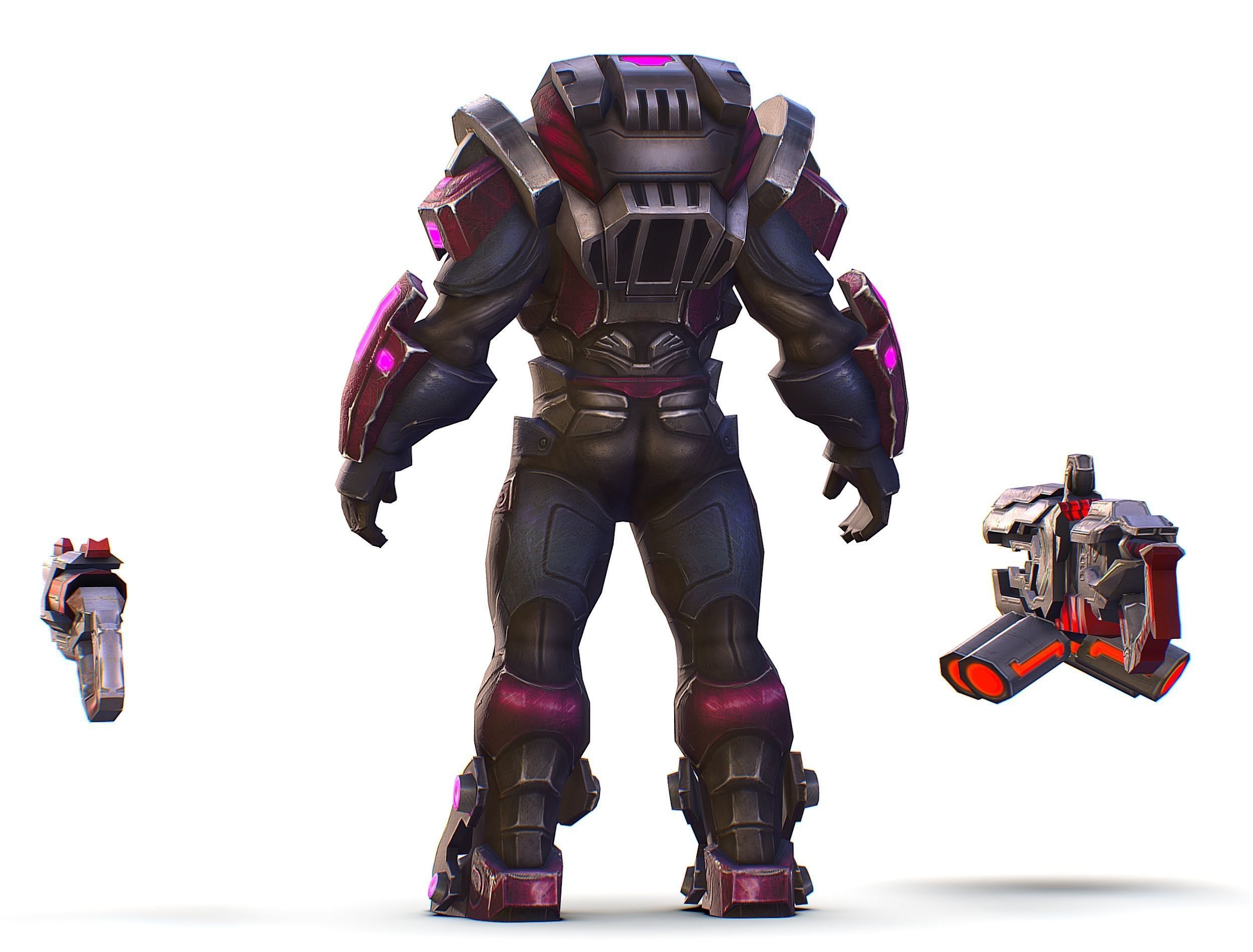 Cyborg Machine Gun with Automatic Rifle and Pistol - 3dsMax Low-poly 3D model_14