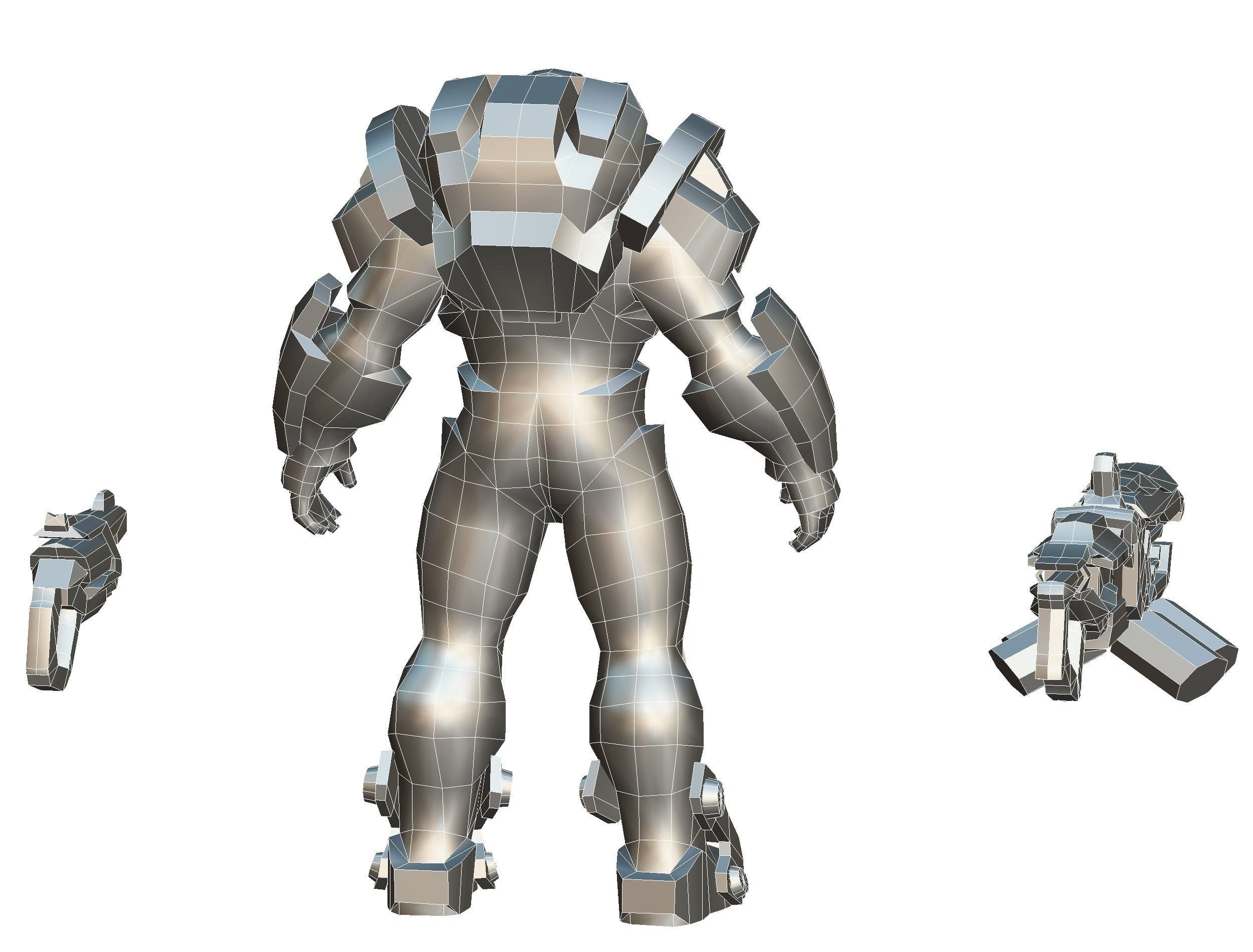 Cyborg Machine Gun with Automatic Rifle and Pistol - 3dsMax Low-poly 3D model_76