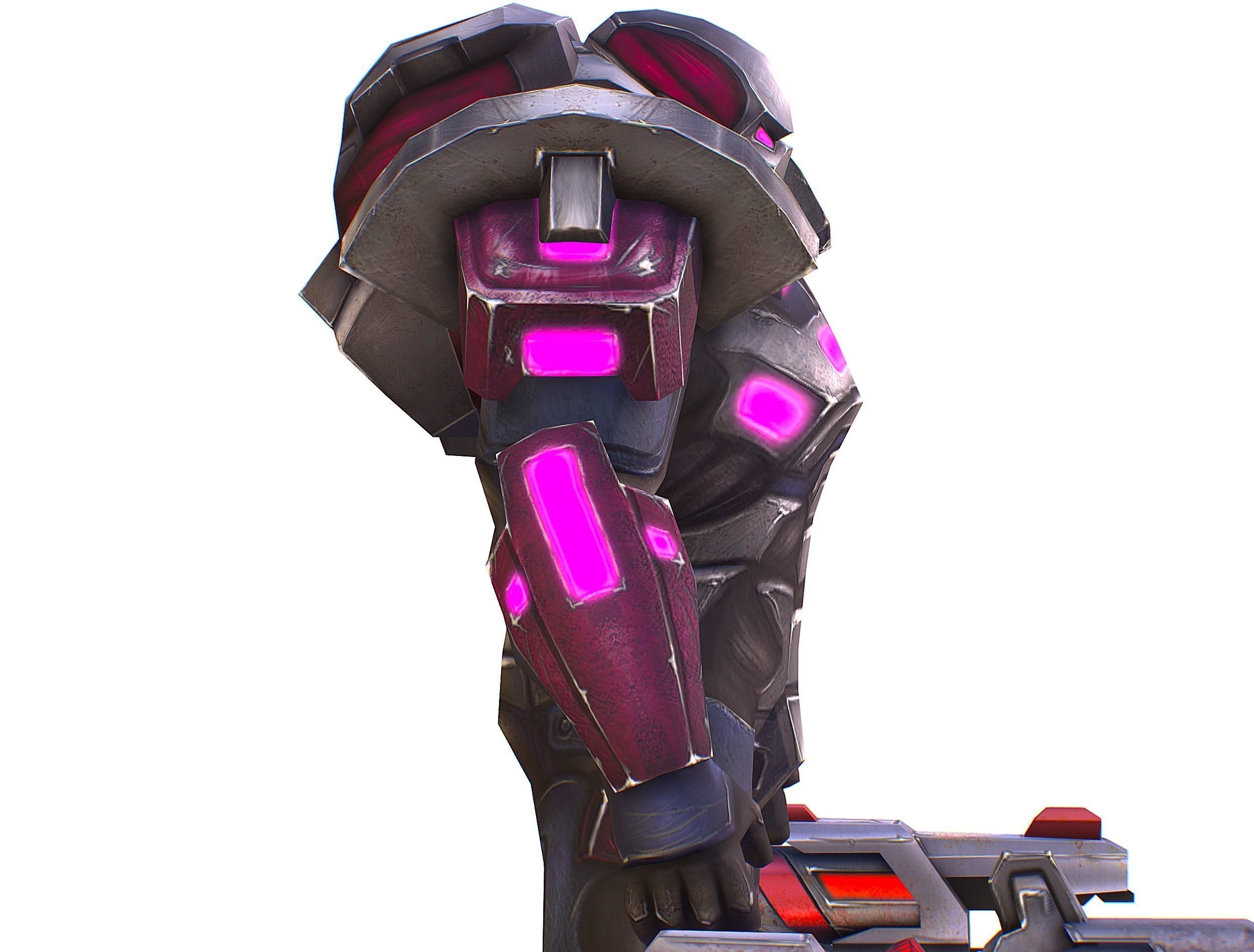 Cyborg Machine Gun with Automatic Rifle and Pistol - 3dsMax Low-poly 3D model_35