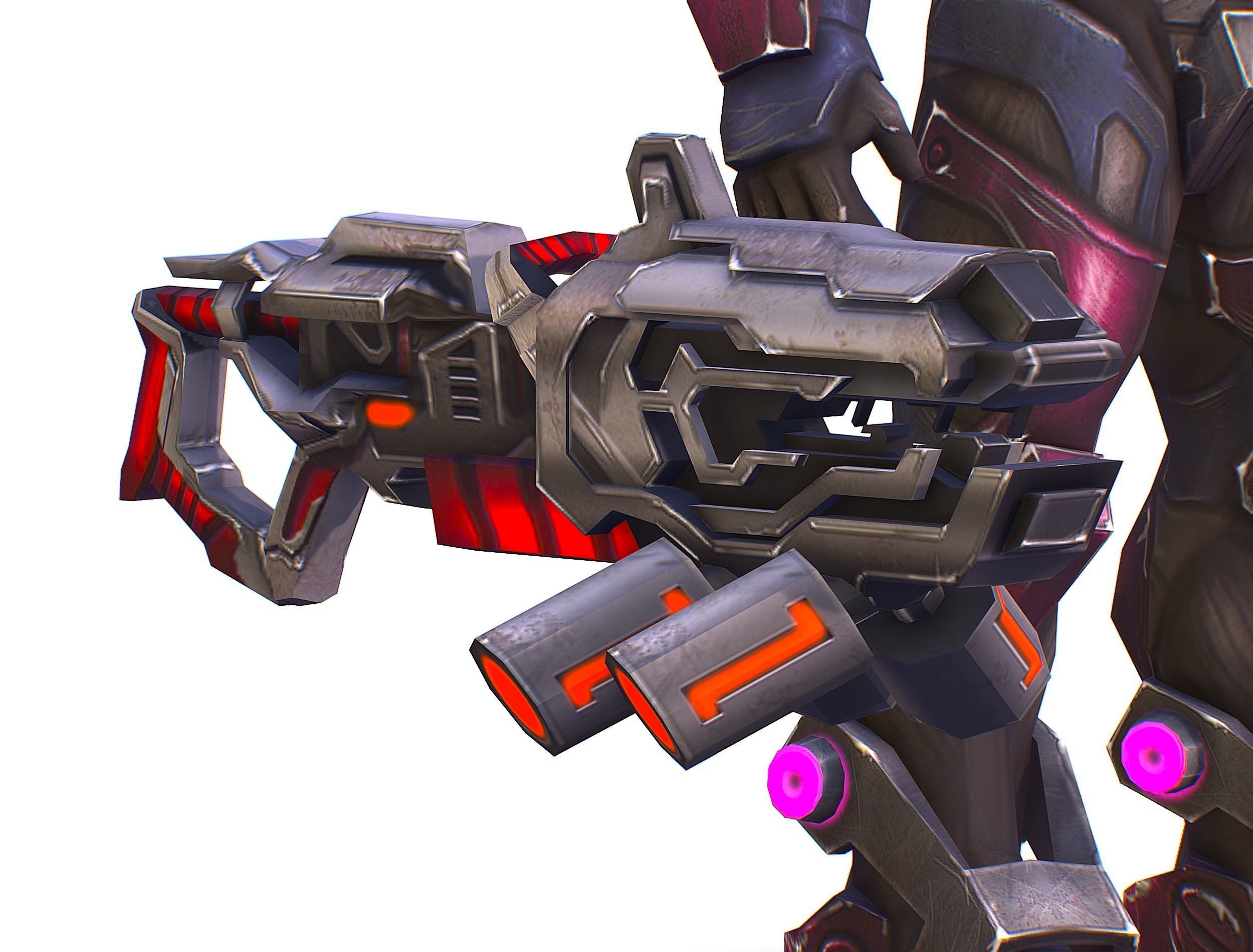 Cyborg Machine Gun with Automatic Rifle and Pistol - 3dsMax Low-poly 3D model_46