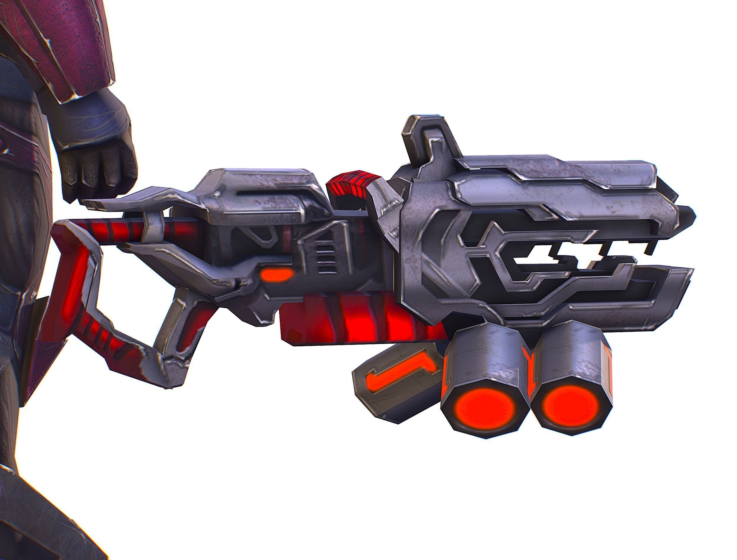 Cyborg Machine Gun with Automatic Rifle and Pistol - 3dsMax Low-poly 3D model_49