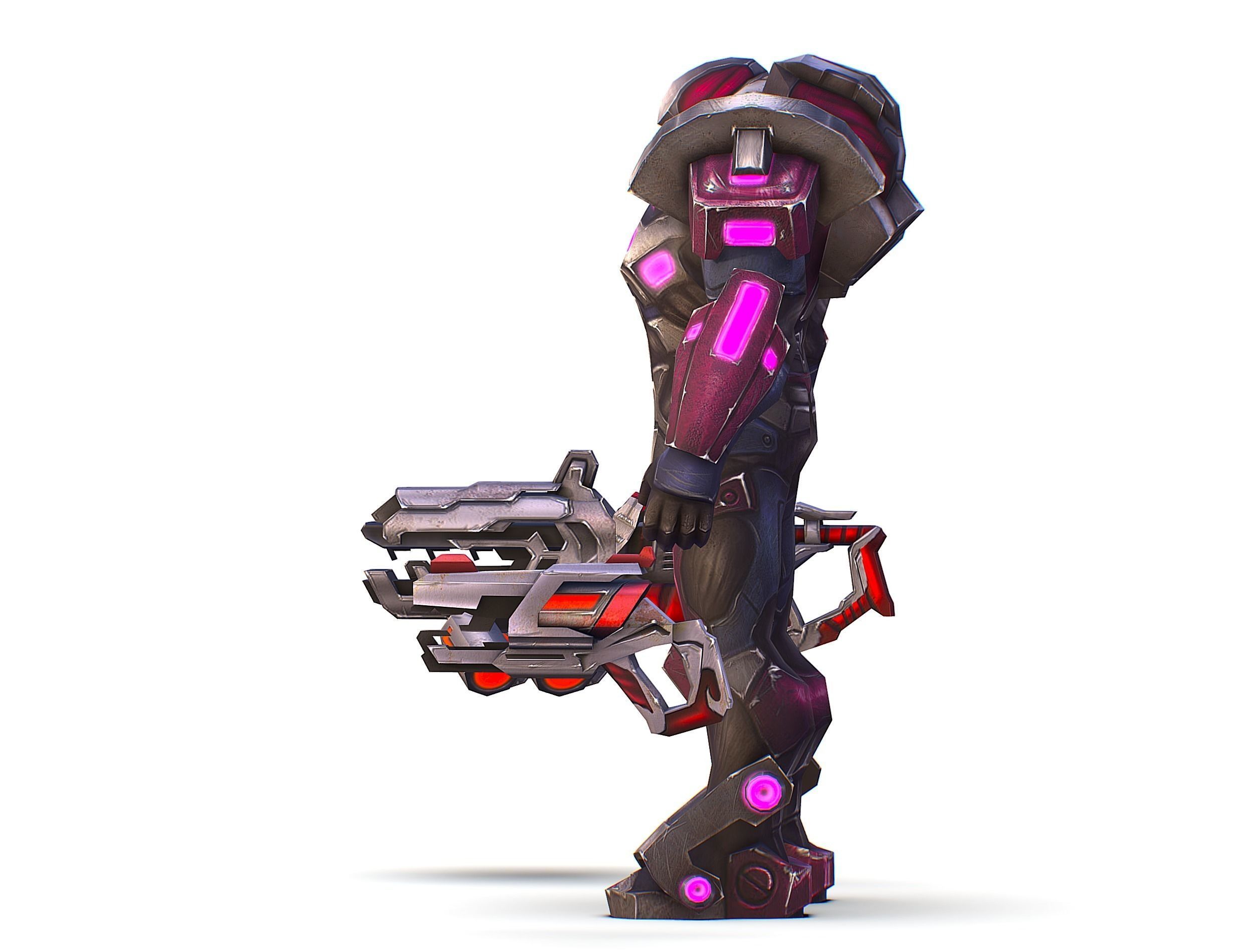 Cyborg Machine Gun with Automatic Rifle and Pistol - 3dsMax Low-poly 3D model_20