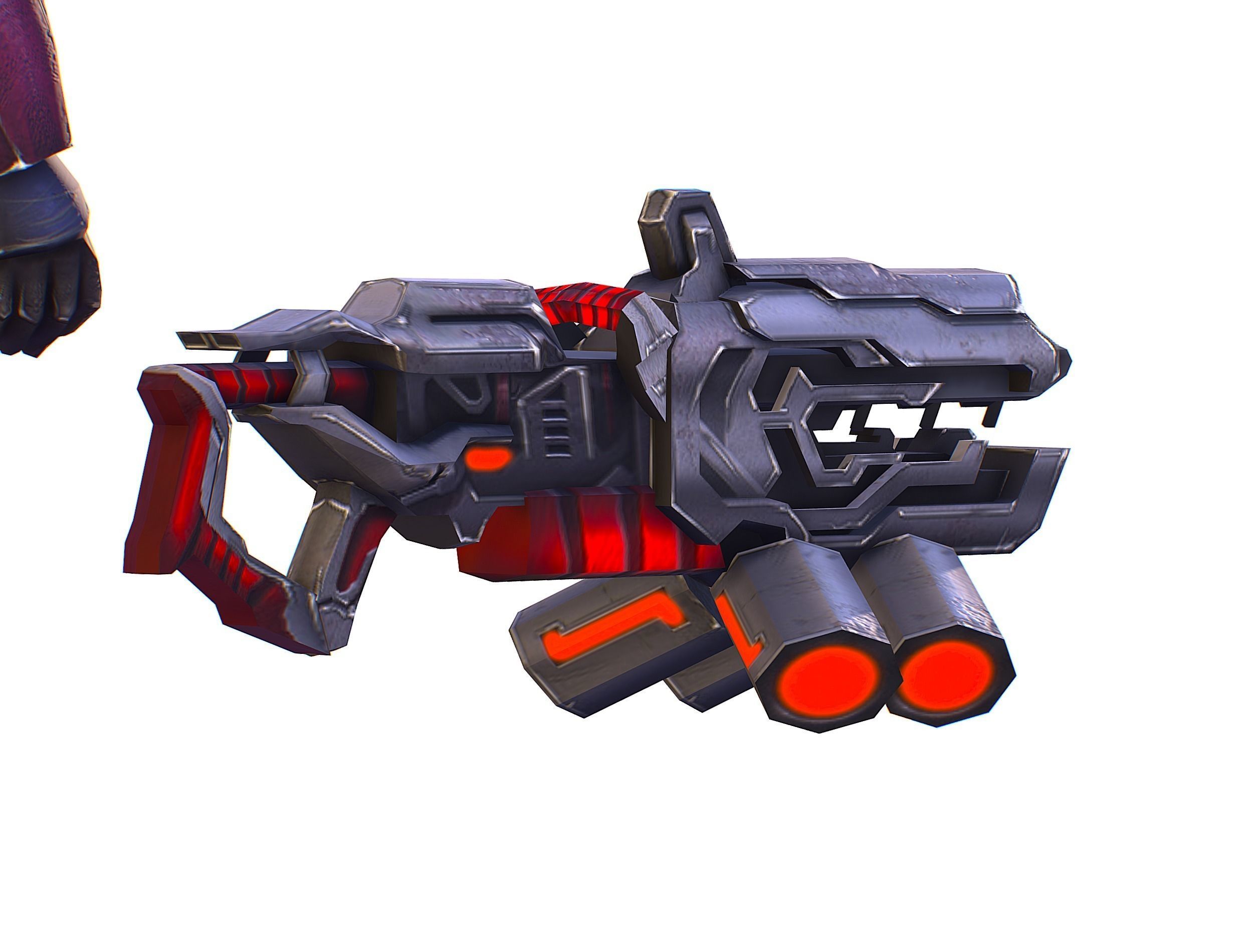 Cyborg Machine Gun with Automatic Rifle and Pistol - 3dsMax Low-poly 3D model_50