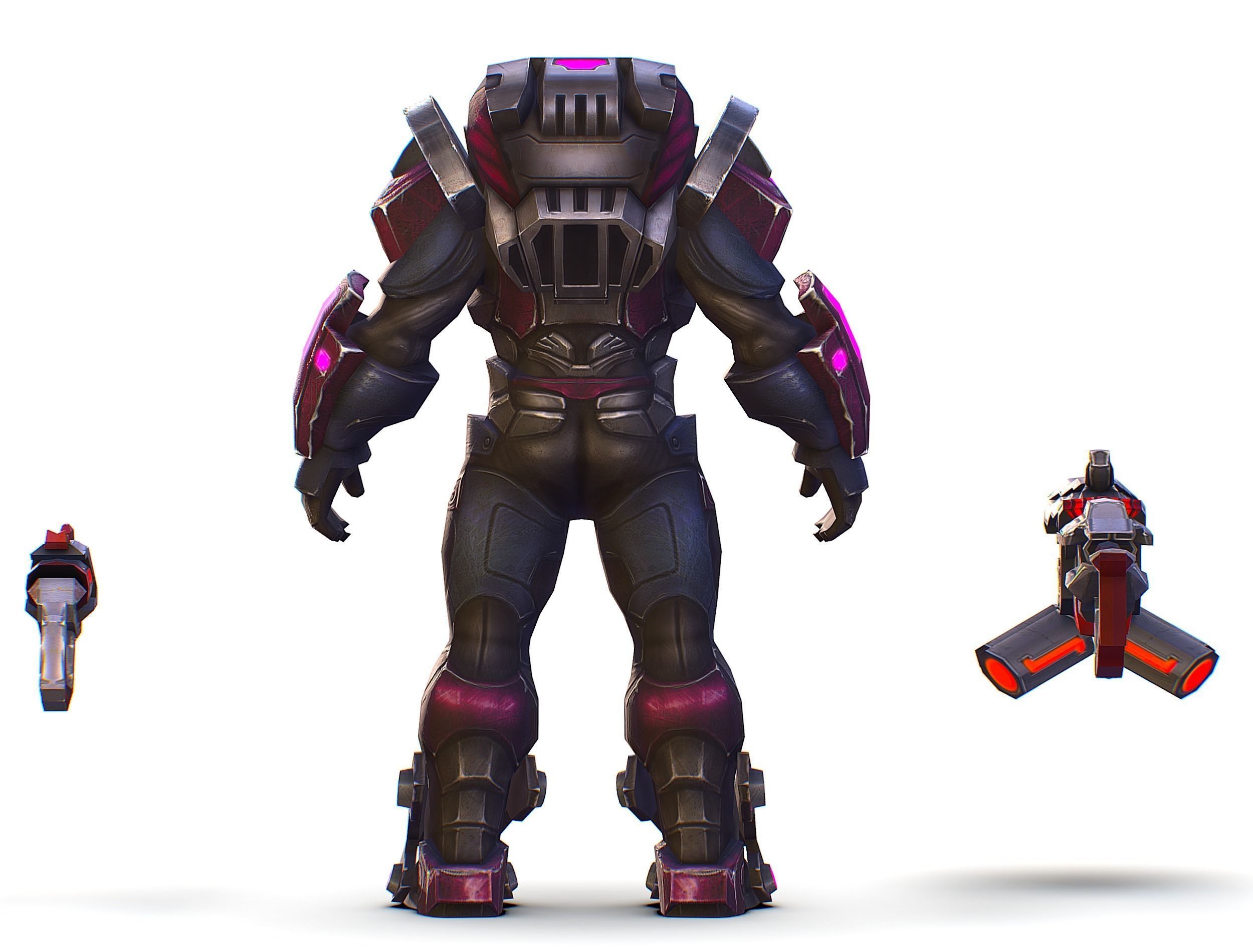 Cyborg Machine Gun with Automatic Rifle and Pistol - 3dsMax Low-poly 3D model_39