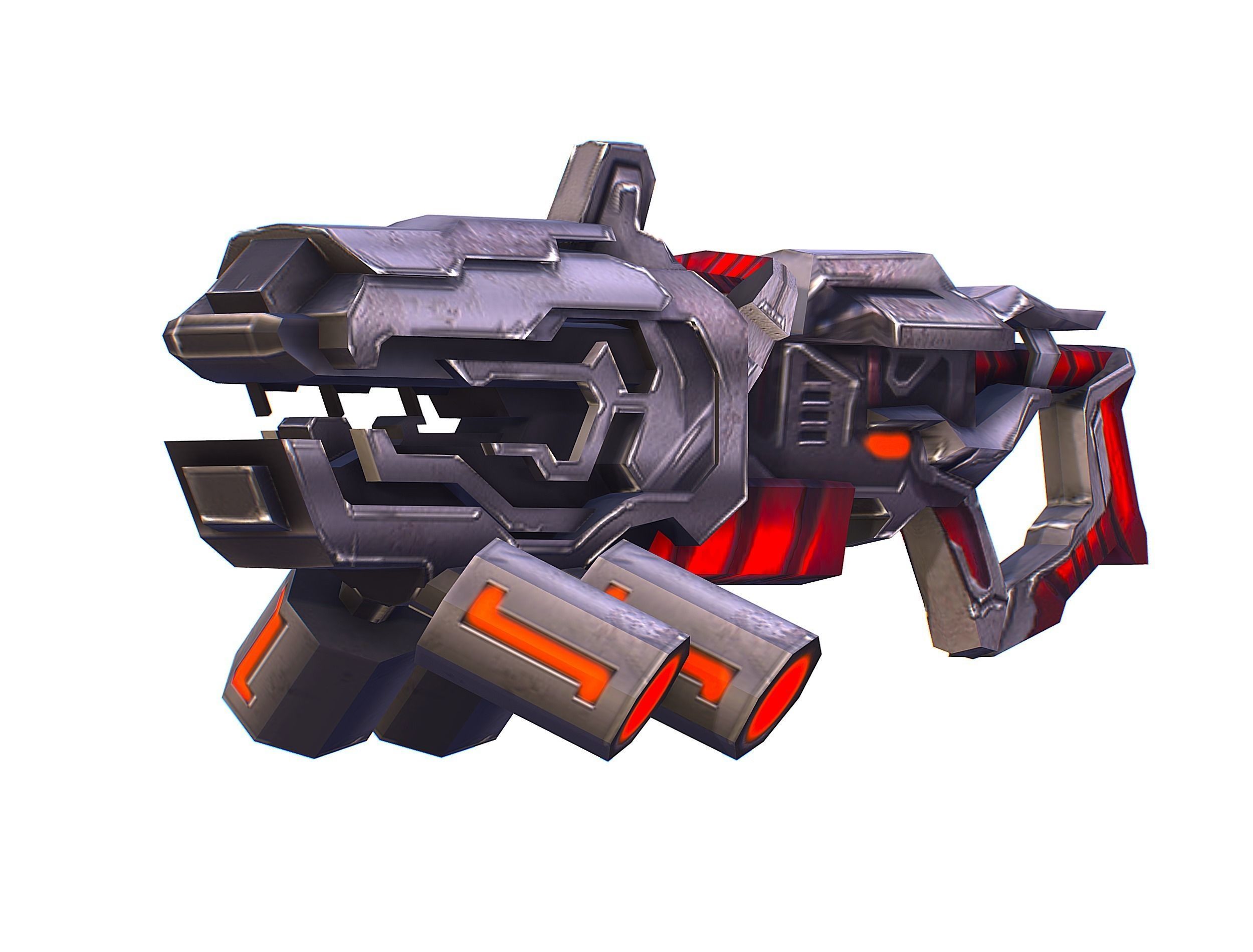 Cyborg Machine Gun with Automatic Rifle and Pistol - 3dsMax Low-poly 3D model_56