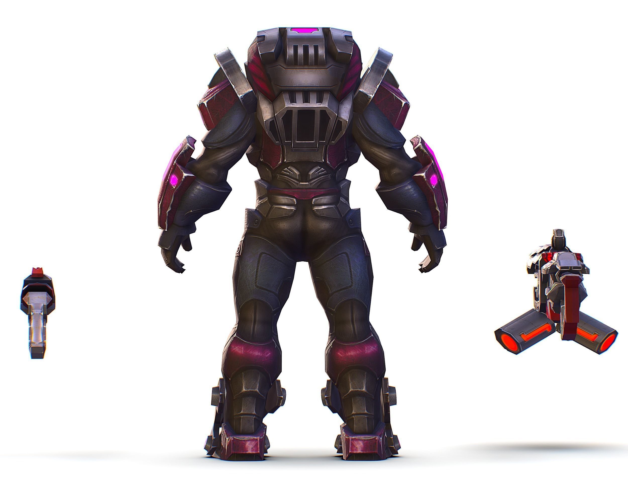 Cyborg Machine Gun with Automatic Rifle and Pistol - 3dsMax Low-poly 3D model_13