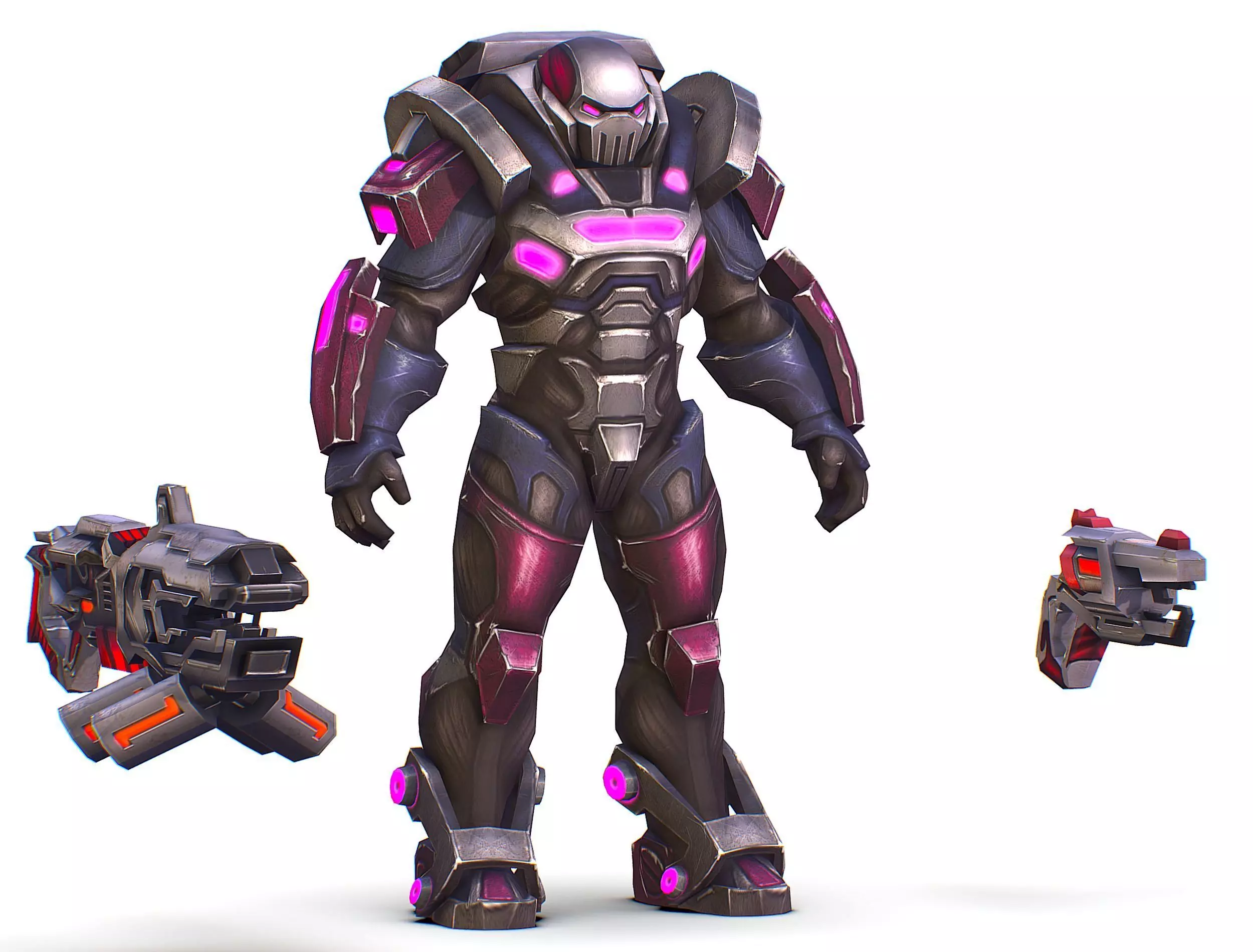 Cyborg Machine Gun with Automatic Rifle and Pistol - 3dsMax Low-poly 3D model_0