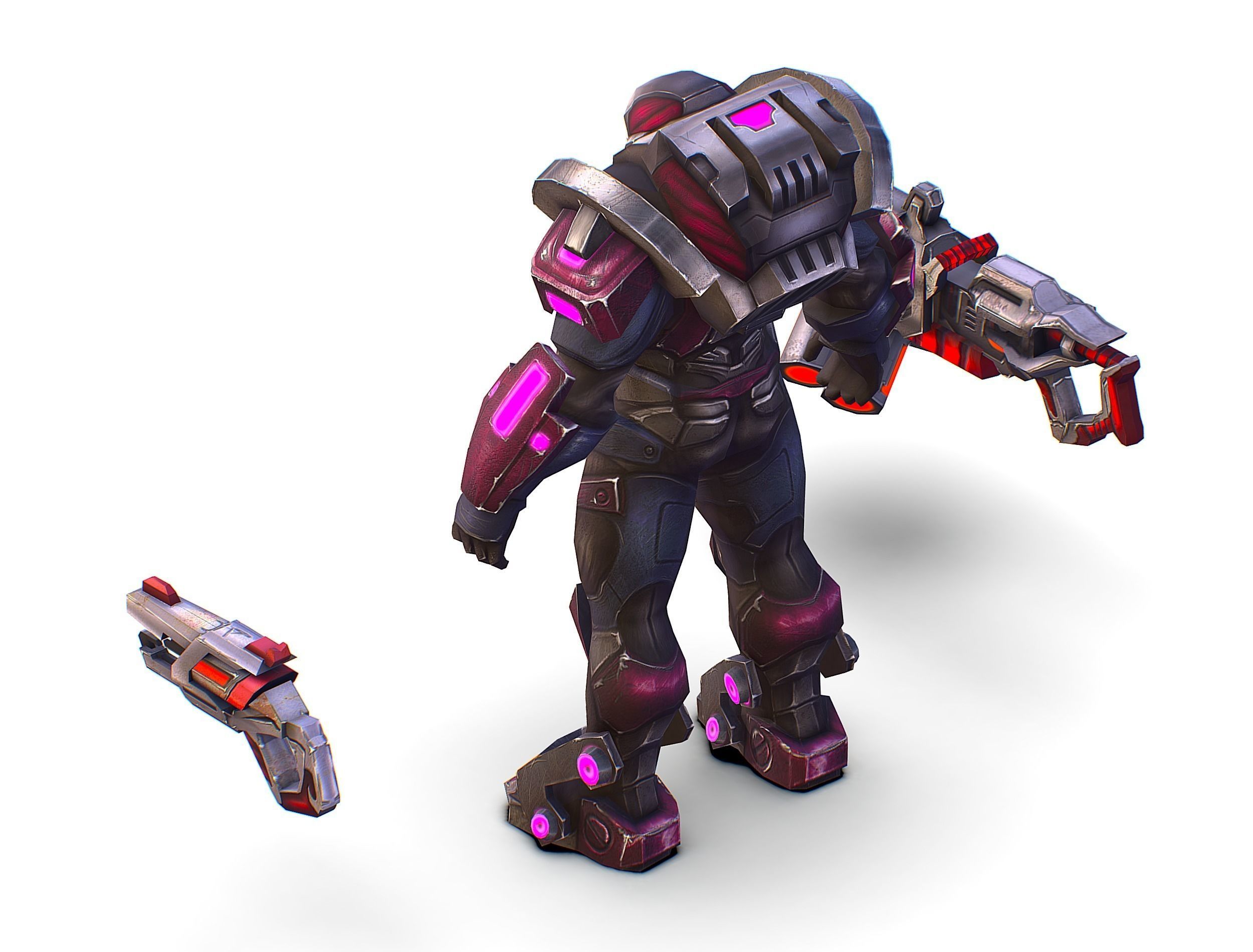 Cyborg Machine Gun with Automatic Rifle and Pistol - 3dsMax Low-poly 3D model_43