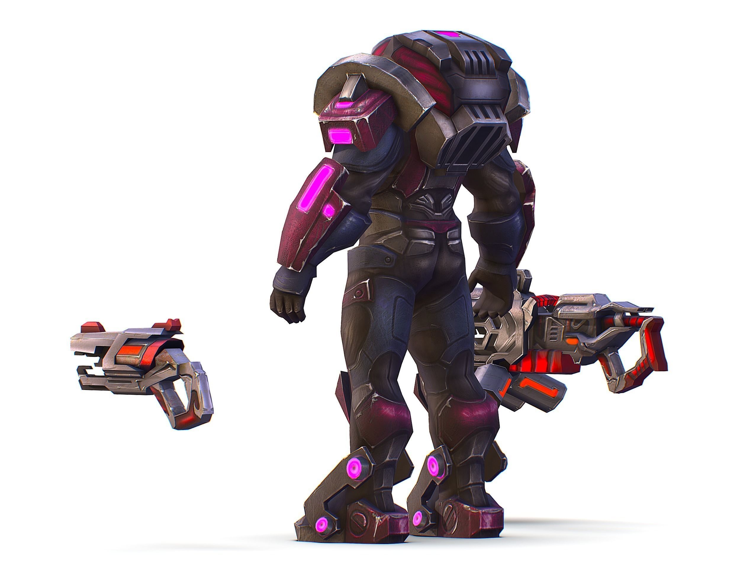 Cyborg Machine Gun with Automatic Rifle and Pistol - 3dsMax Low-poly 3D model_17