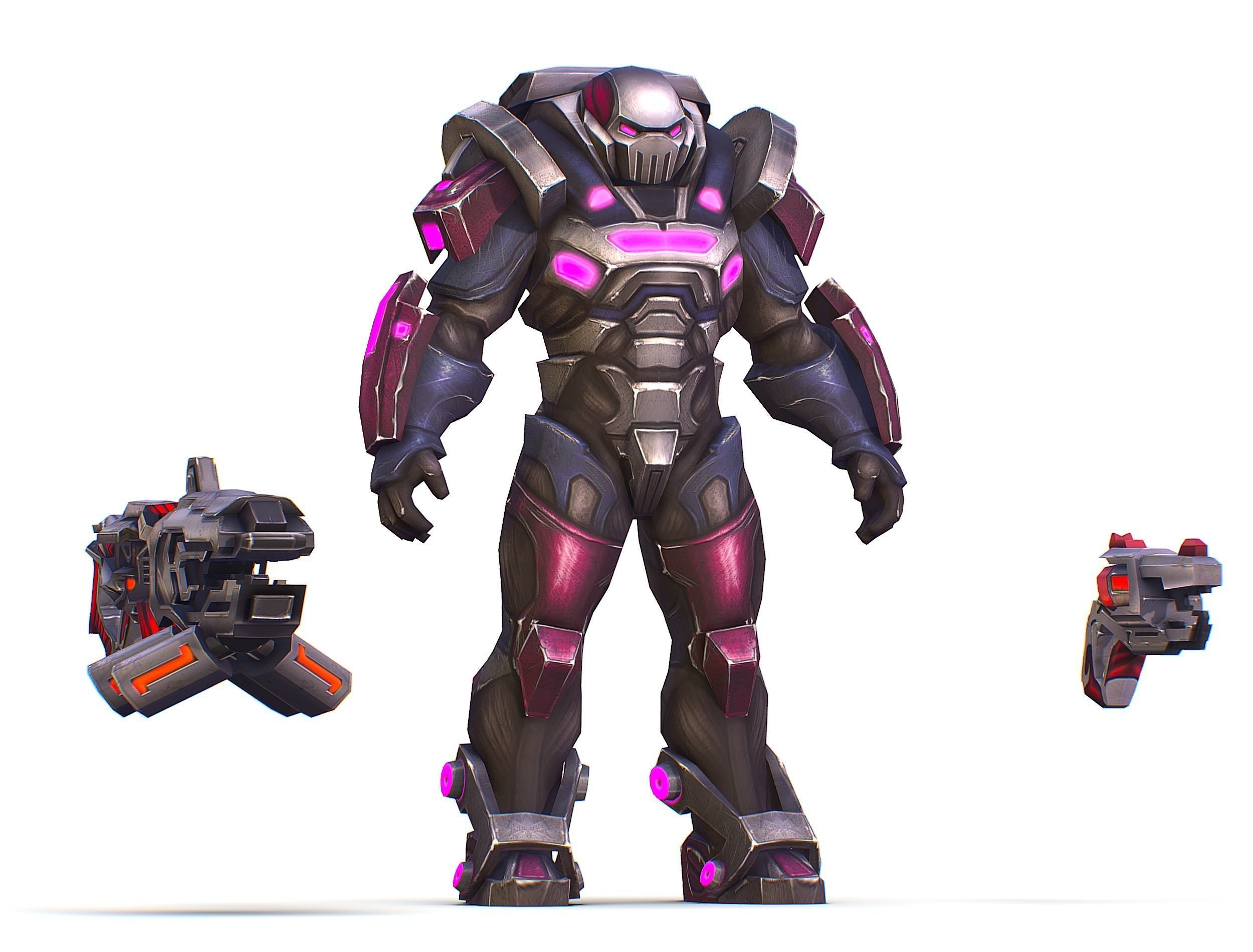 Cyborg Machine Gun with Automatic Rifle and Pistol - 3dsMax Low-poly 3D model_28