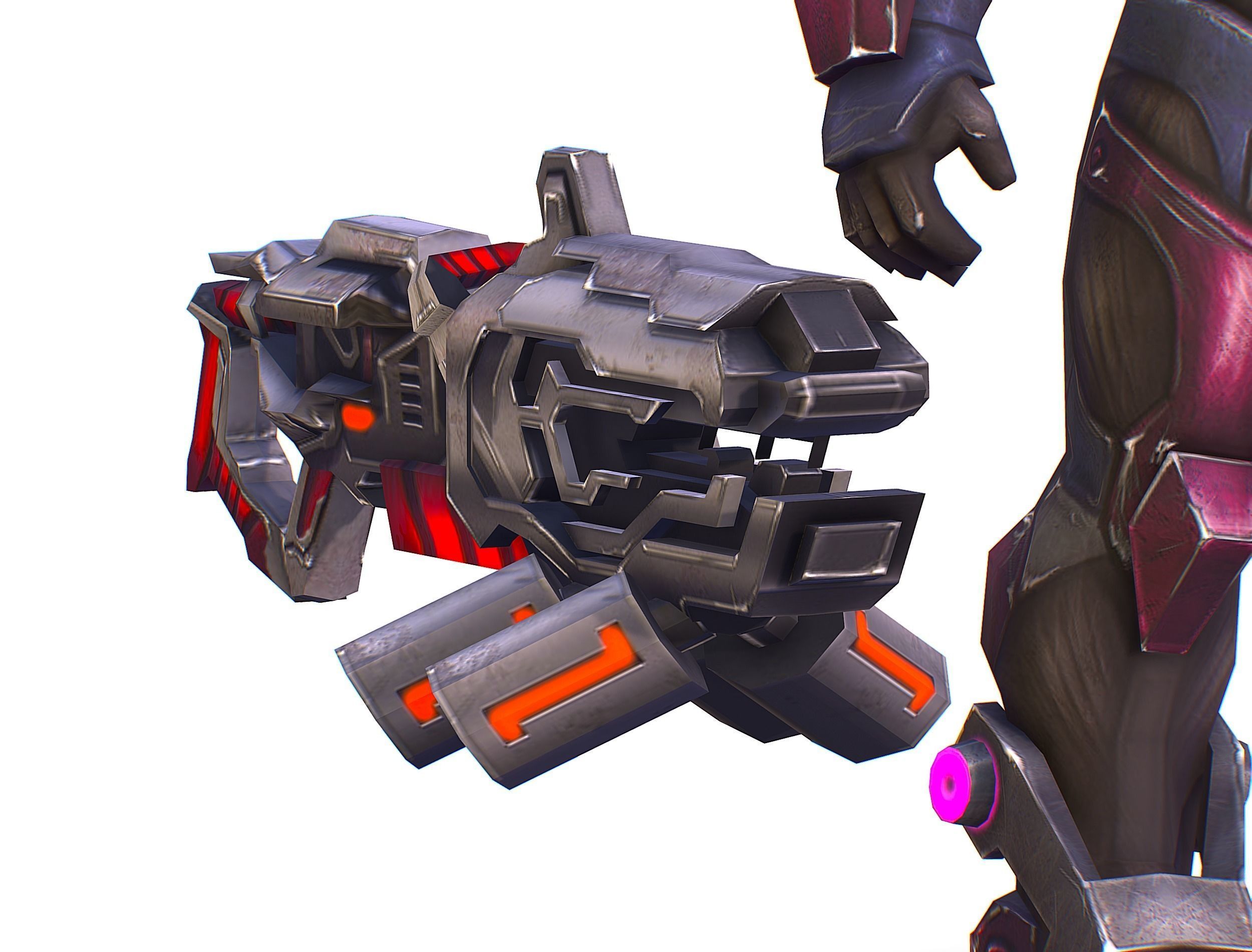 Cyborg Machine Gun with Automatic Rifle and Pistol - 3dsMax Low-poly 3D model_45