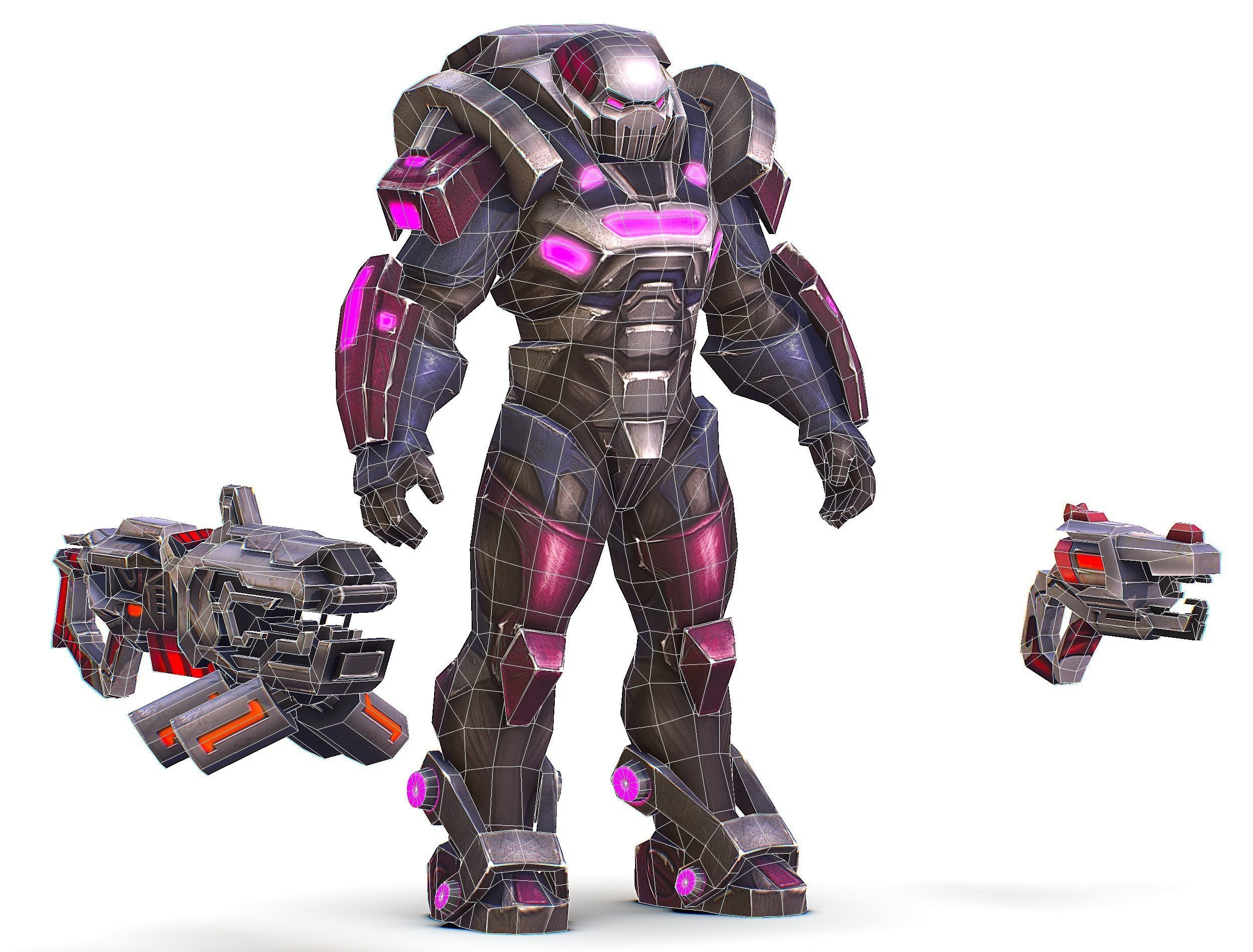 Cyborg Machine Gun with Automatic Rifle and Pistol - 3dsMax Low-poly 3D model_73