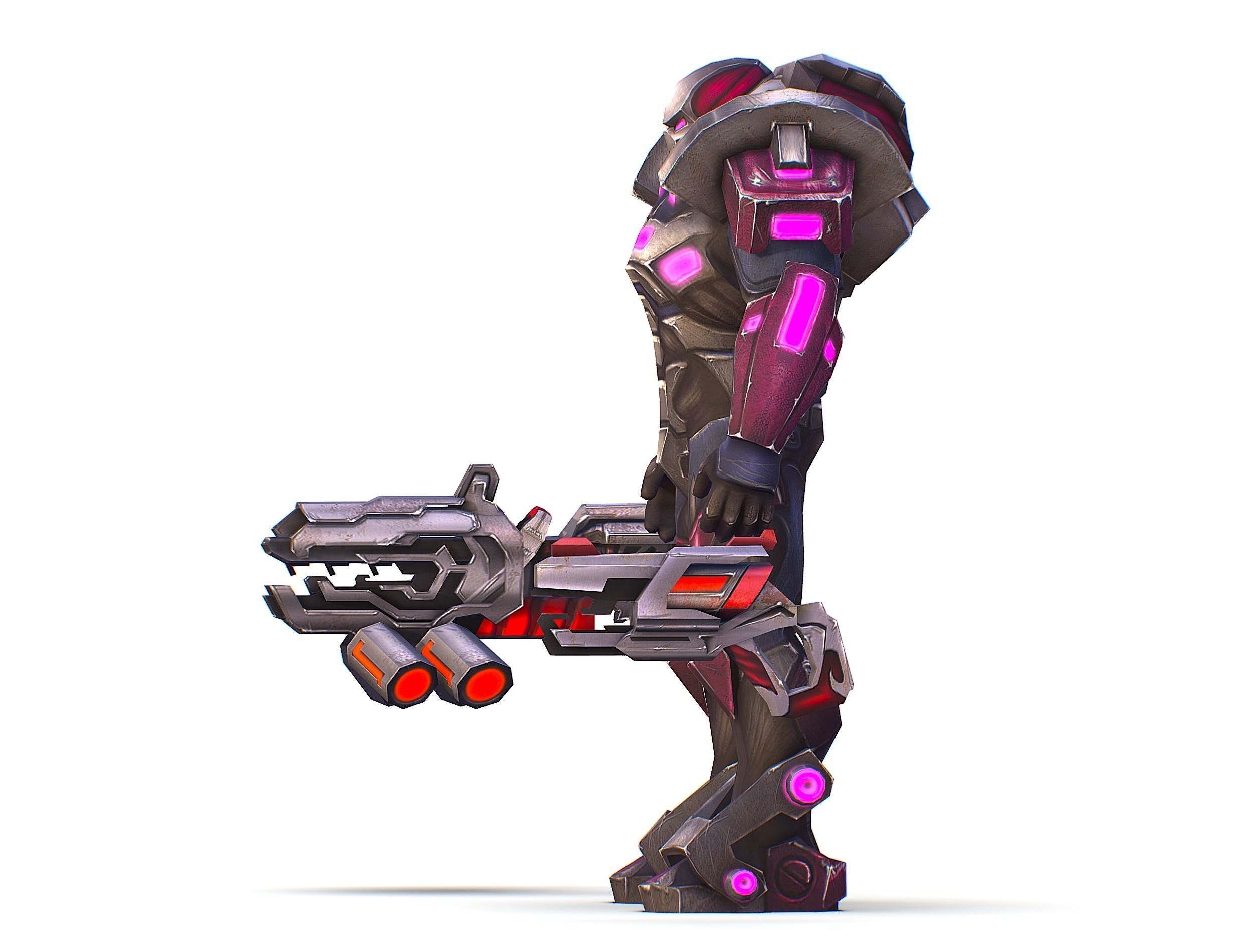 Cyborg Machine Gun with Automatic Rifle and Pistol - 3dsMax Low-poly 3D model_21