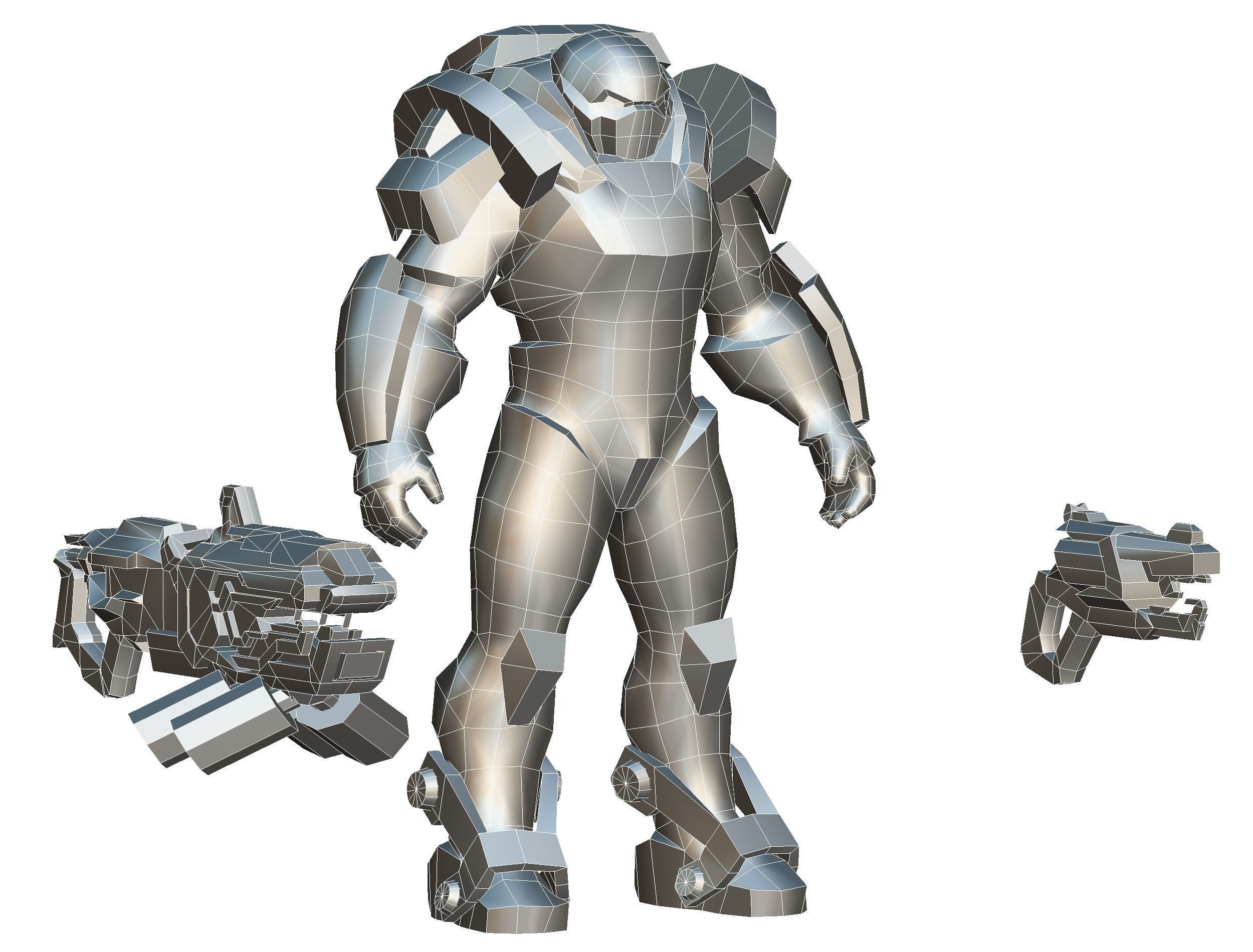 Cyborg Machine Gun with Automatic Rifle and Pistol - 3dsMax Low-poly 3D model_74