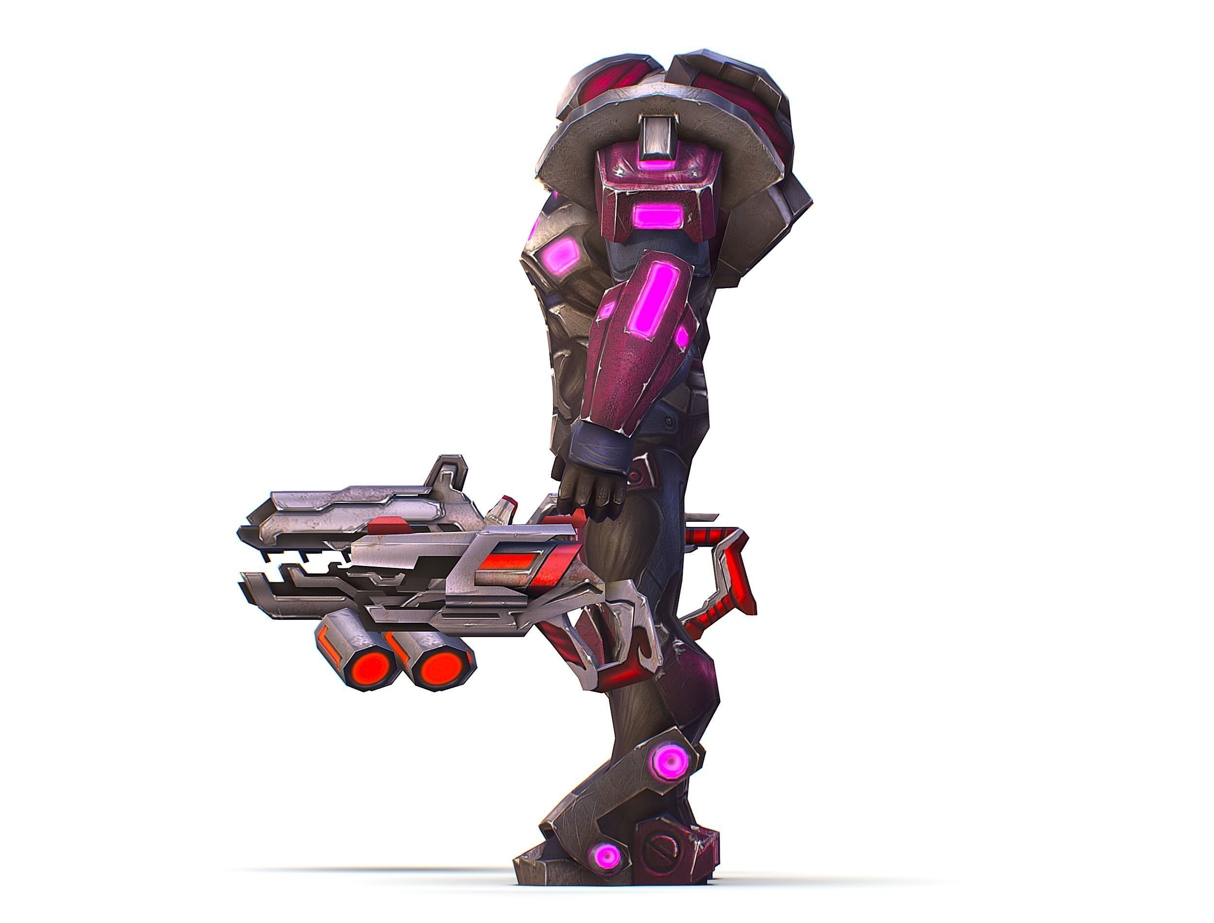 Cyborg Machine Gun with Automatic Rifle and Pistol - 3dsMax Low-poly 3D model_40