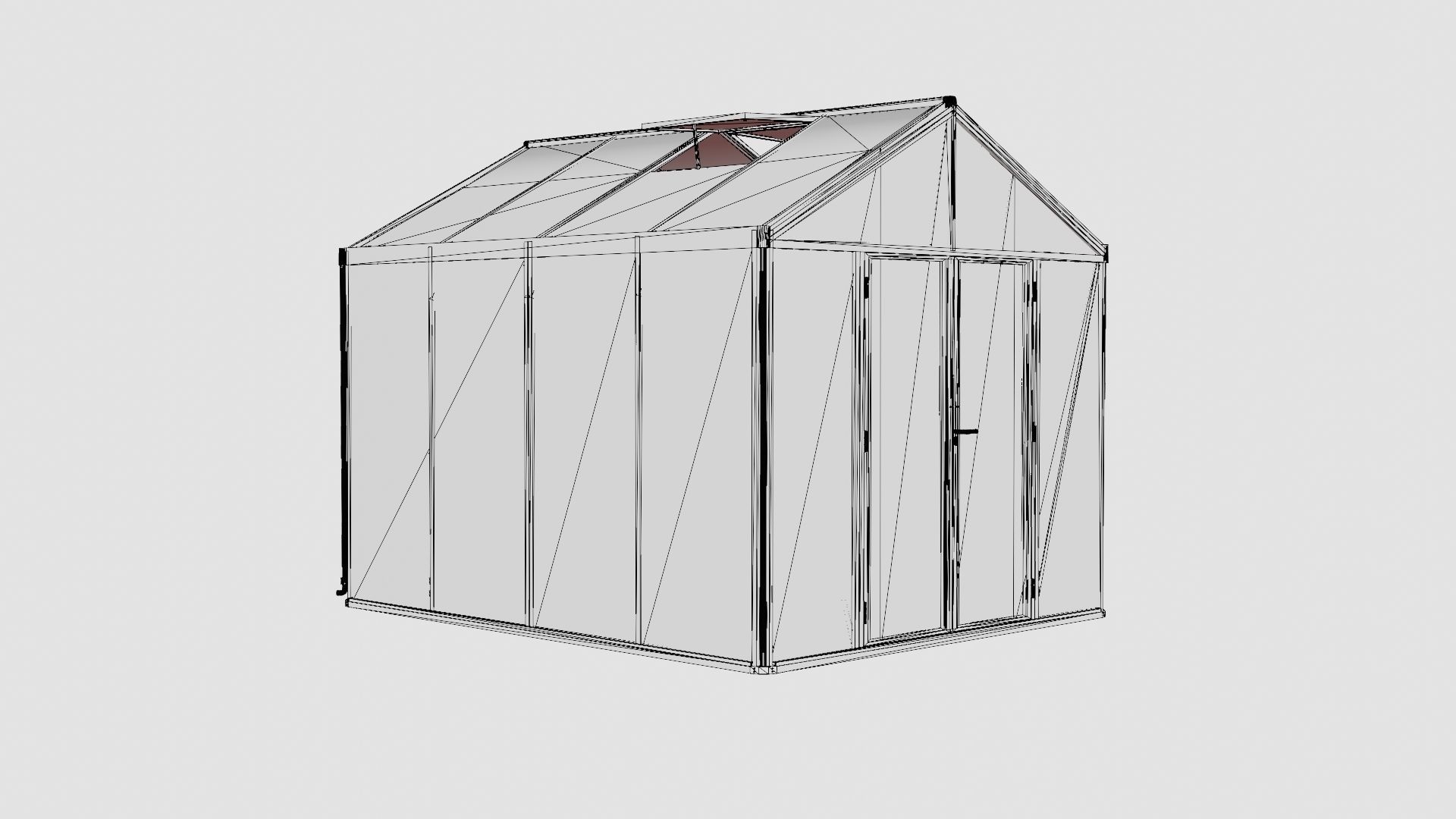 Greenhouse Poseidon 8100 Glass Black Low-poly 3D model_7