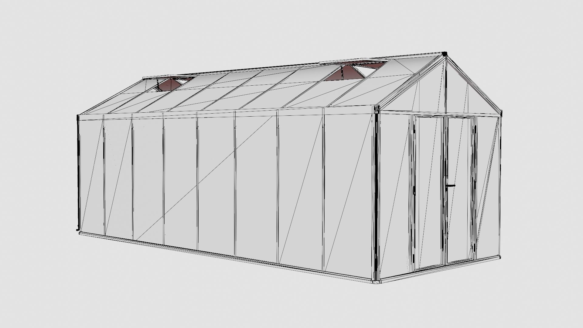 Greenhouse Poseidon 15700 Glass Black Low-poly 3D model_7