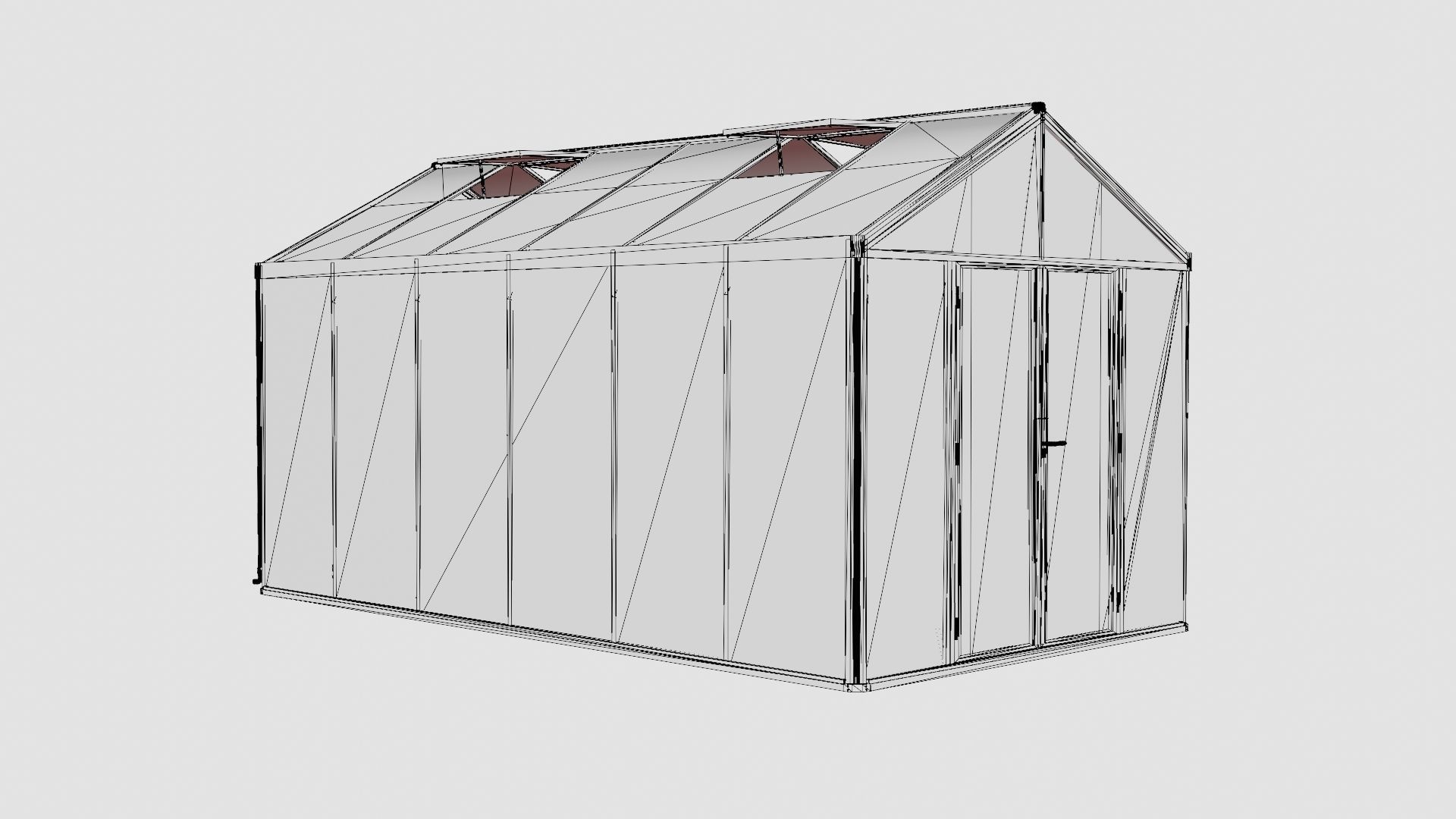 Greenhouse Poseidon 11900 Glass Black Low-poly 3D model_7