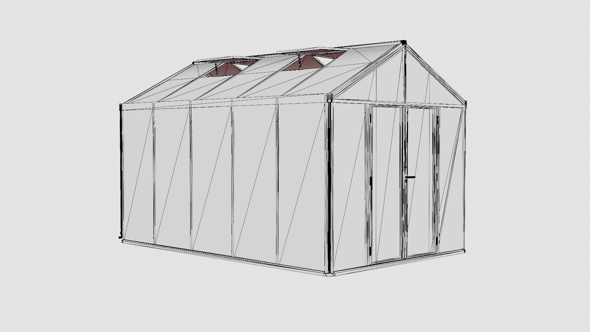 Greenhouse Poseidon 10000 Glass Black Low-poly 3D model_7