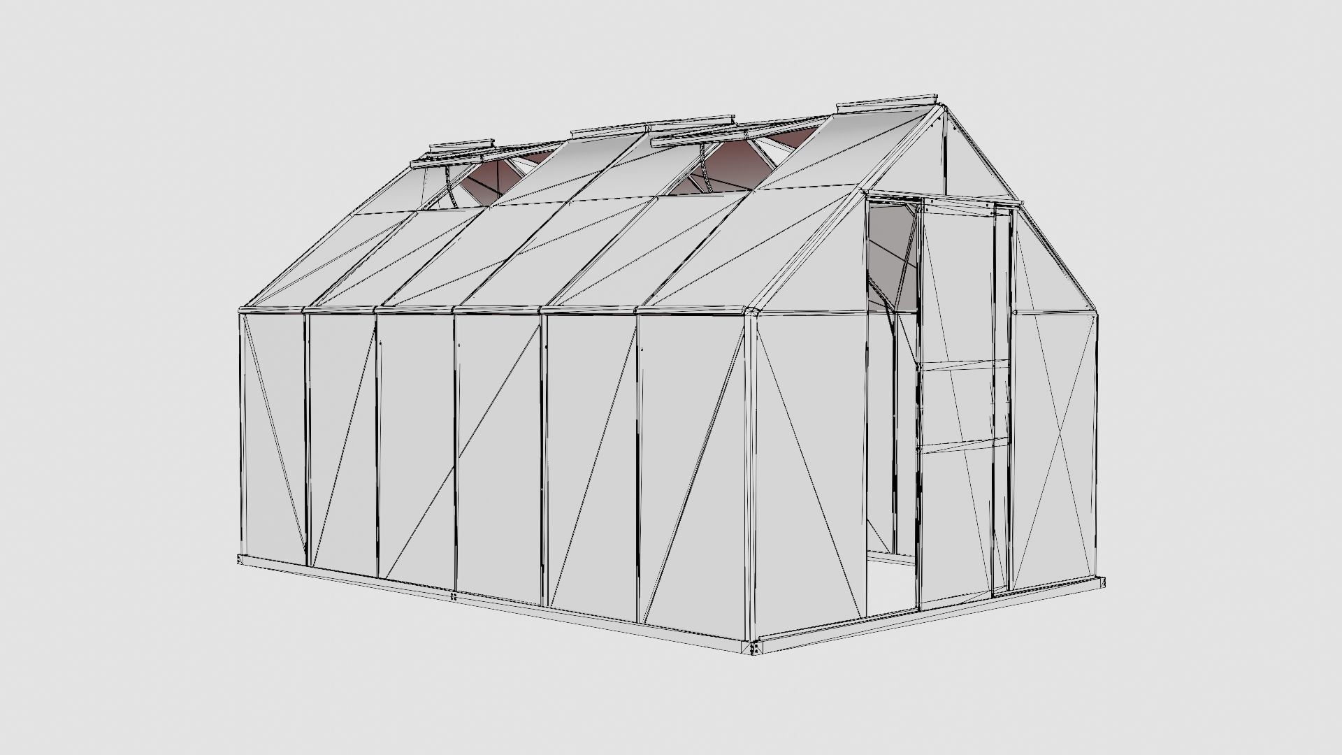 Greenhouse Merkur 9900 Poly Green Low-poly 3D model_7