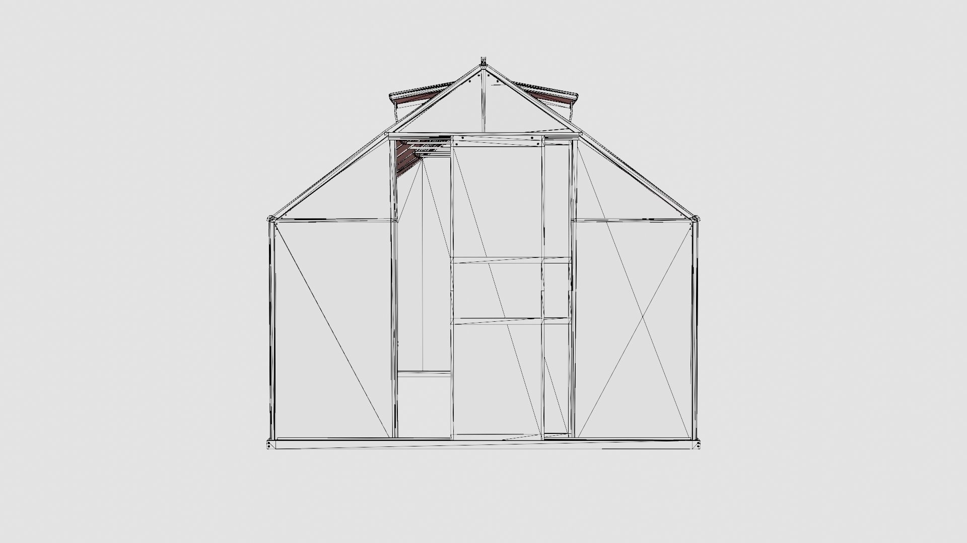 Greenhouse Merkur 9900 Glass Green Low-poly 3D model_6