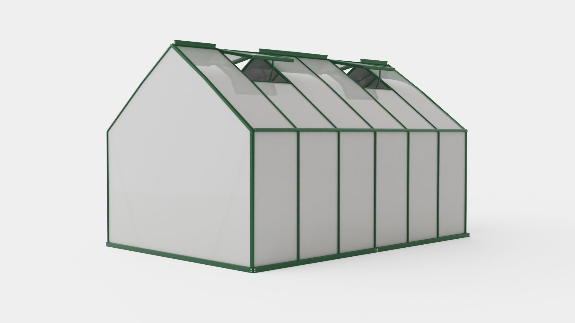 Greenhouse Merkur 9900 Glass Green Low-poly 3D model_3