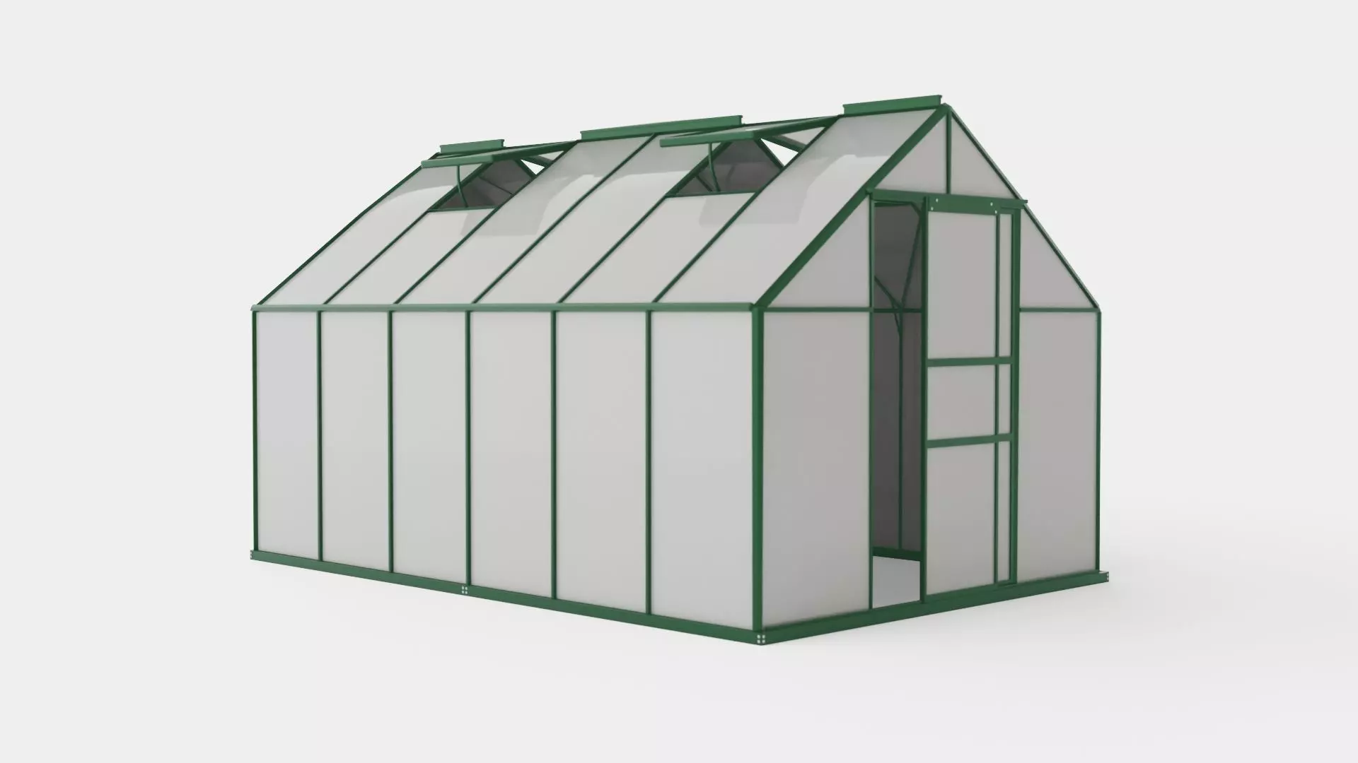 Greenhouse Merkur 9900 Glass Green Low-poly 3D model_0