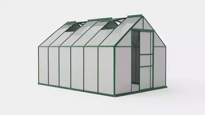 Greenhouse Merkur 9900 Glass Green Low-poly 3D model