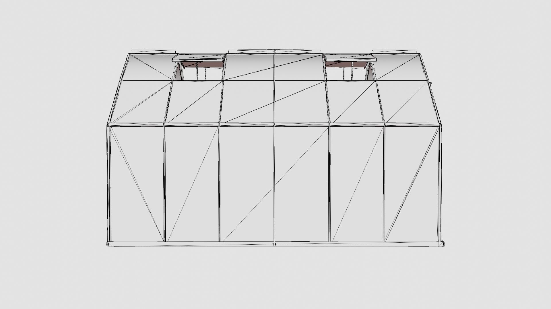Greenhouse Merkur 9900 Glass Green Low-poly 3D model_8