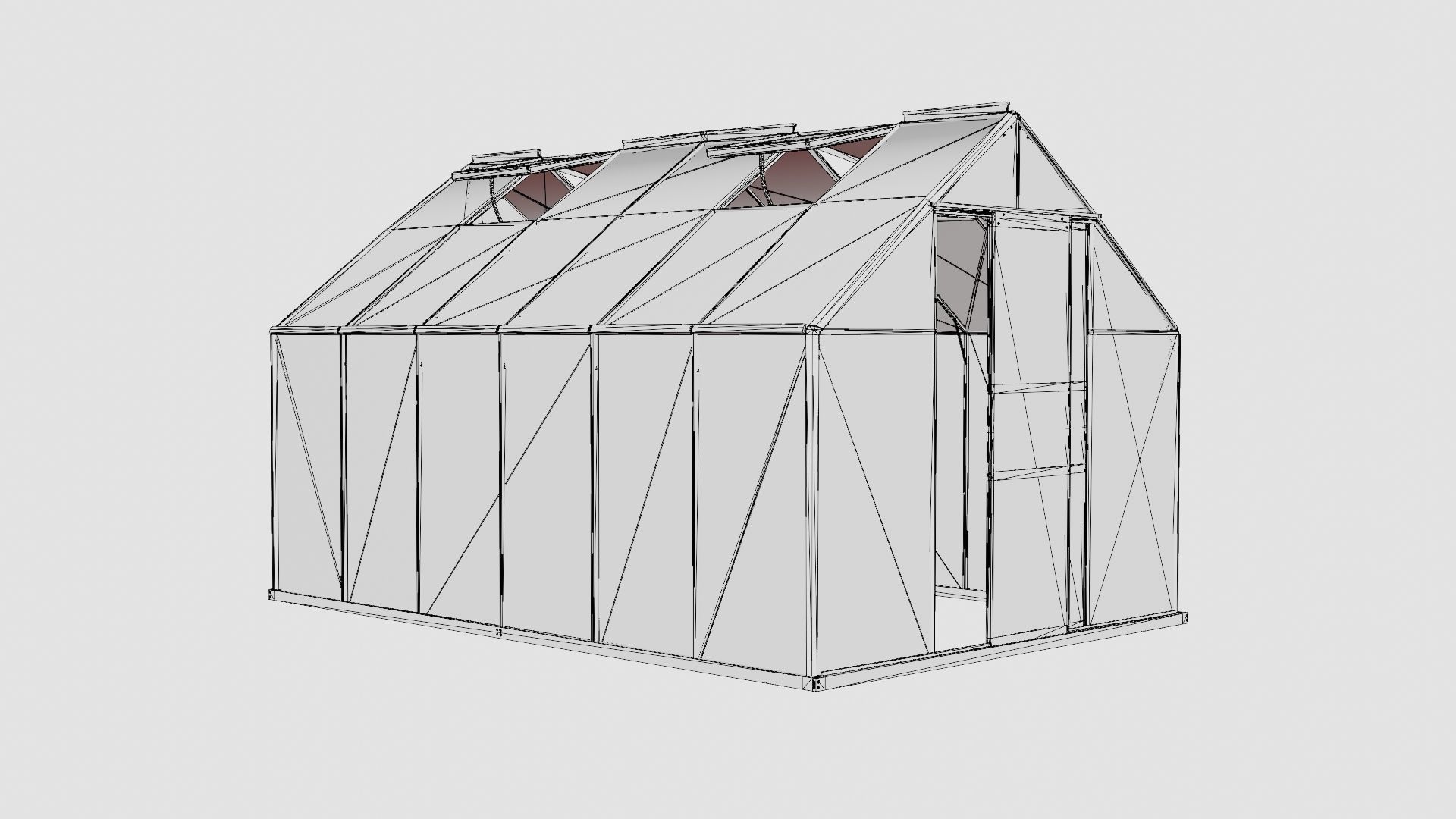 Greenhouse Merkur 9900 Glass Black Low-poly 3D model_7