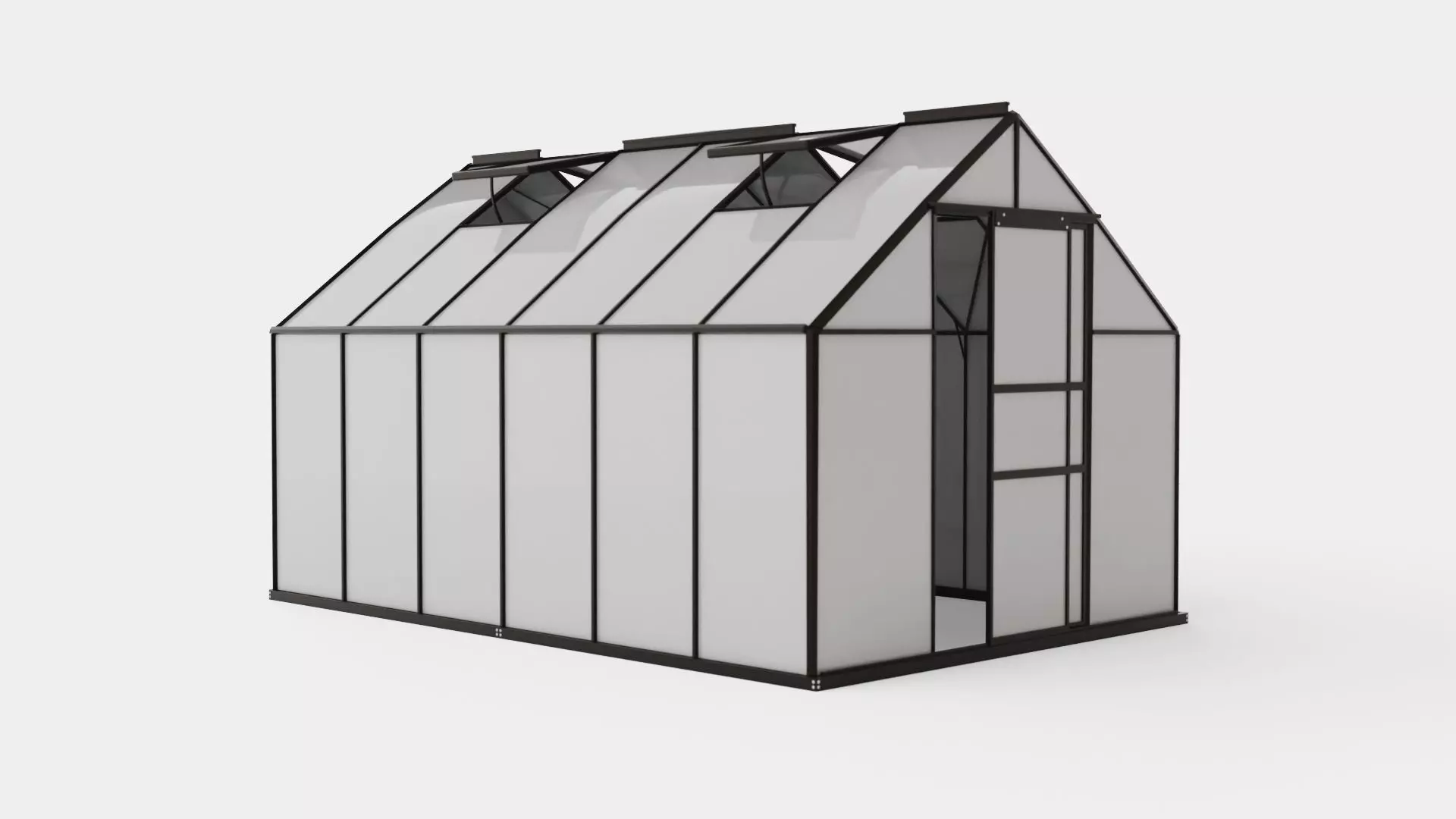 Greenhouse Merkur 9900 Glass Black Low-poly 3D model_0