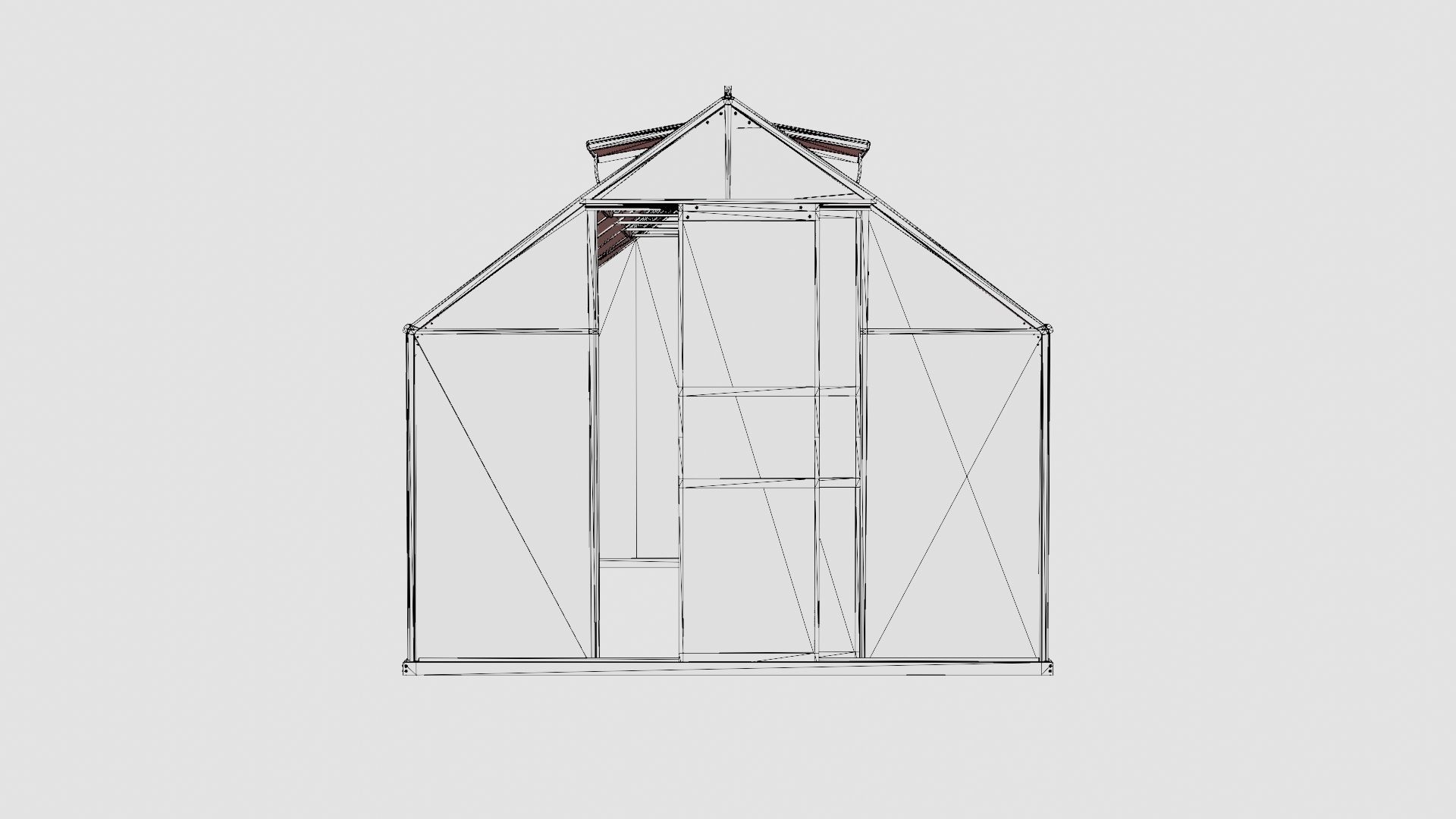 Greenhouse Merkur 9900 Glass ALU Low-poly 3D model_6