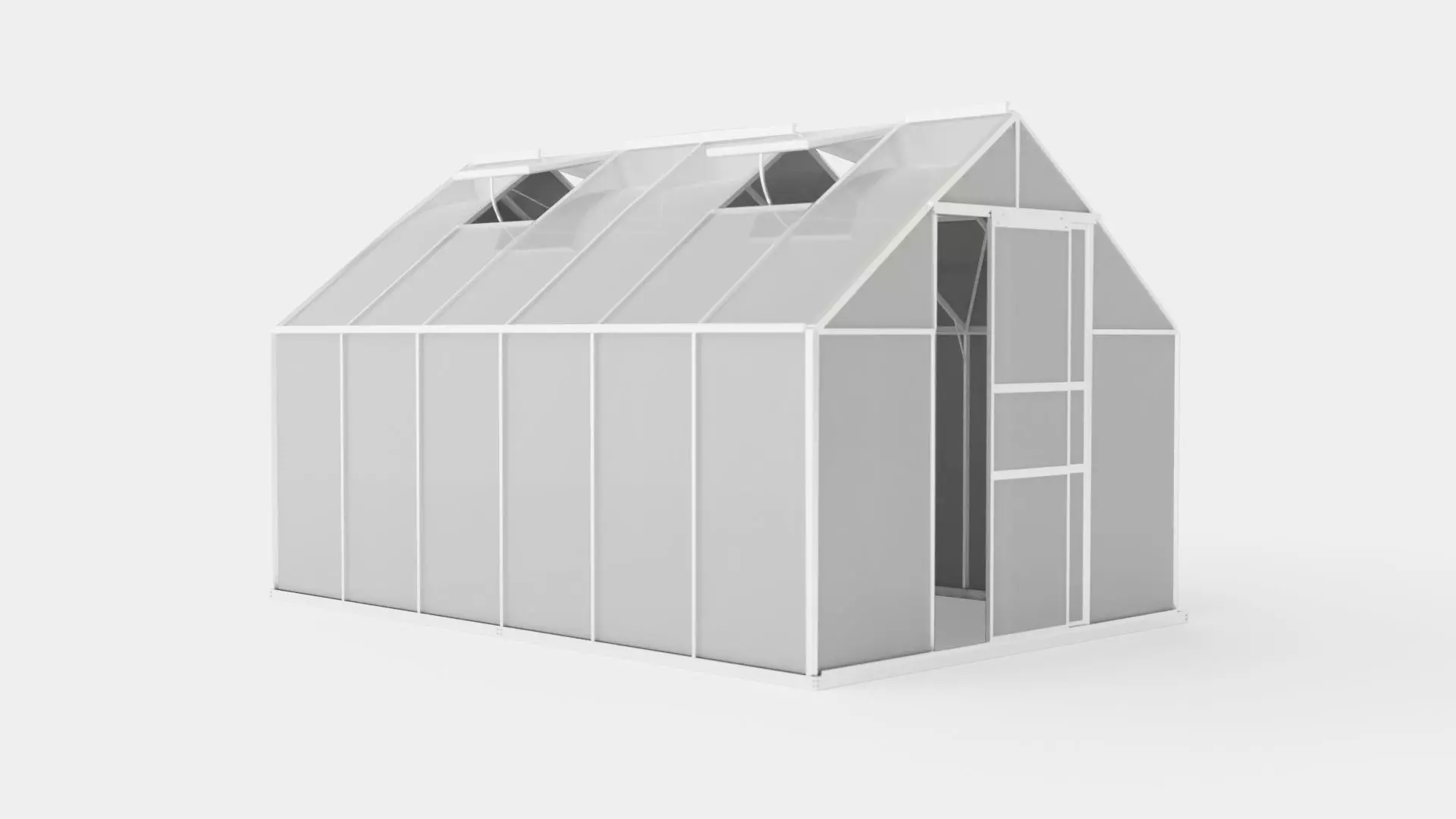 Greenhouse Merkur 9900 Glass ALU Low-poly 3D model_0