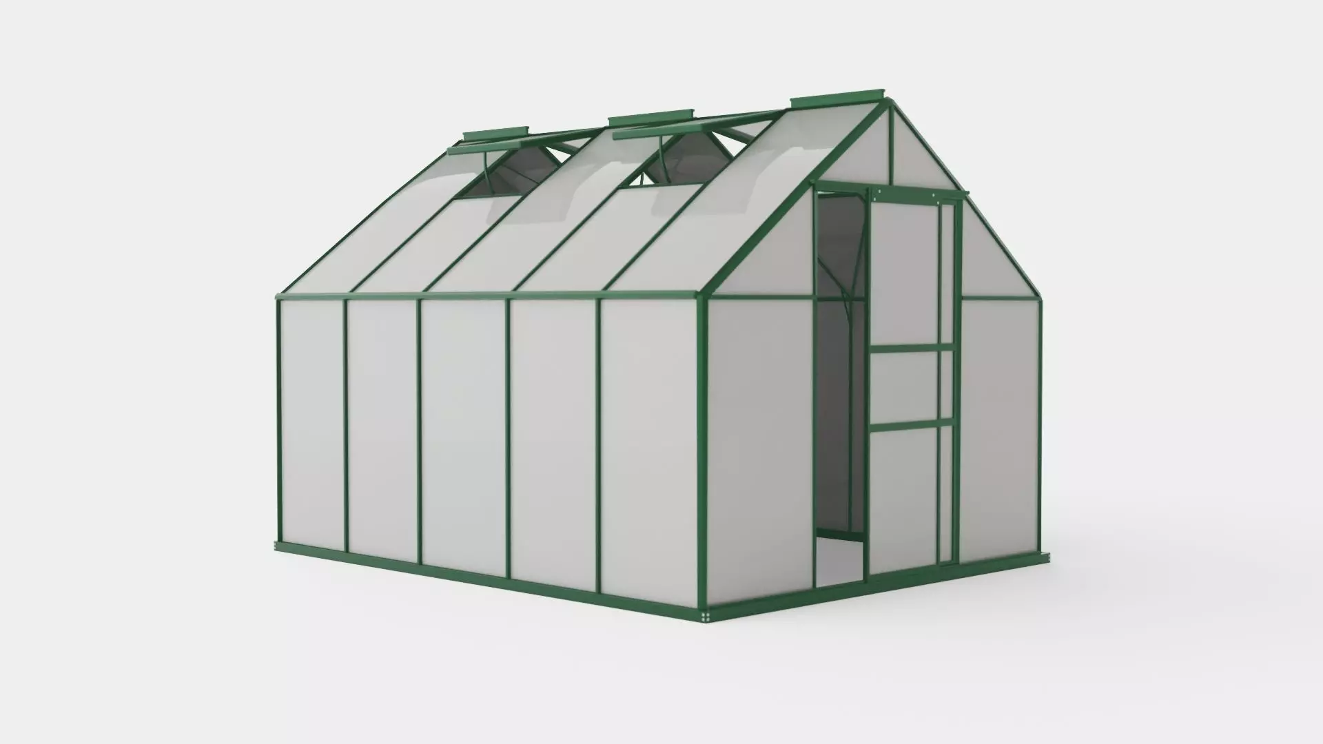 Greenhouse Merkur 8300 Glass Green Low-poly 3D model_0