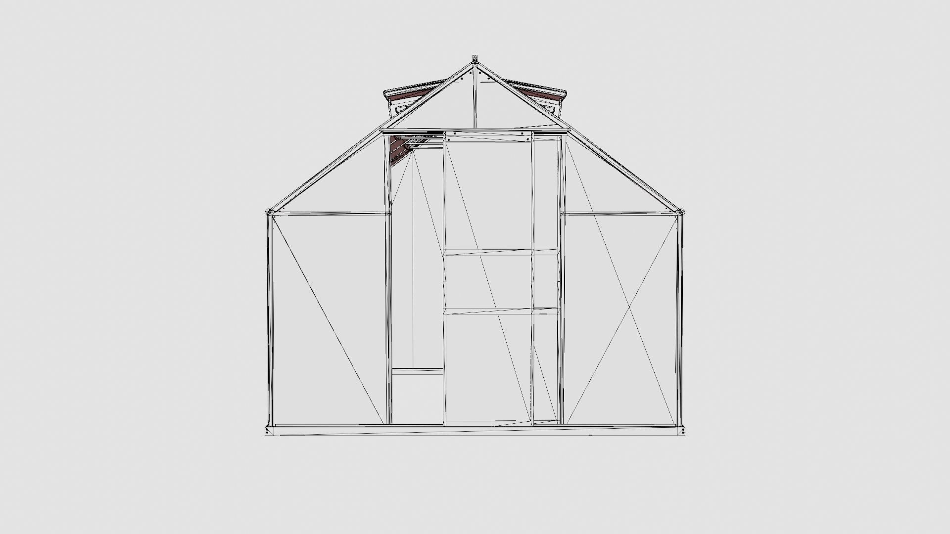 Greenhouse Merkur 8300 Glass Green Low-poly 3D model_6