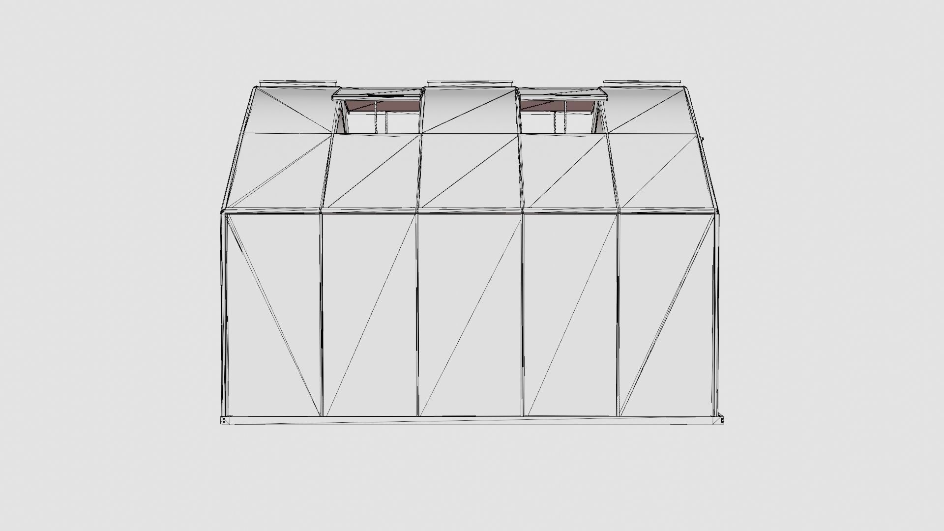 Greenhouse Merkur 8300 Glass Green Low-poly 3D model_8