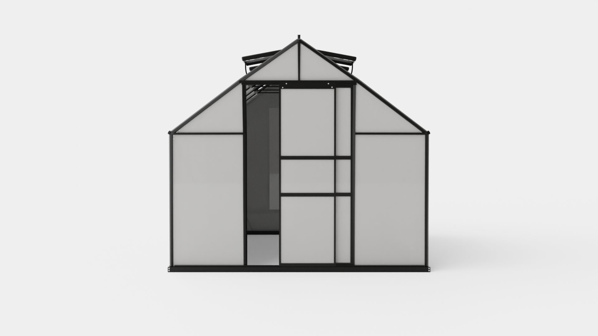 Greenhouse Merkur 8300 Glass Black Low-poly 3D model_1