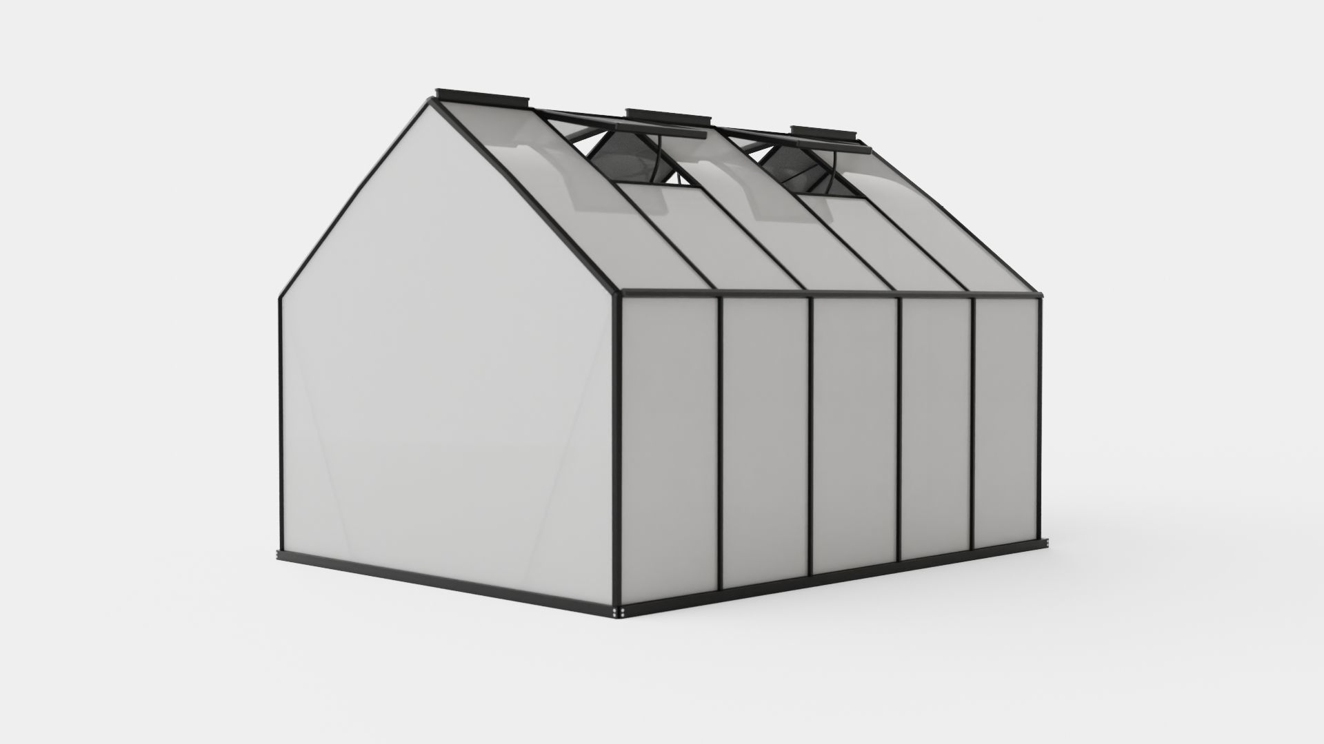 Greenhouse Merkur 8300 Glass Black Low-poly 3D model_3