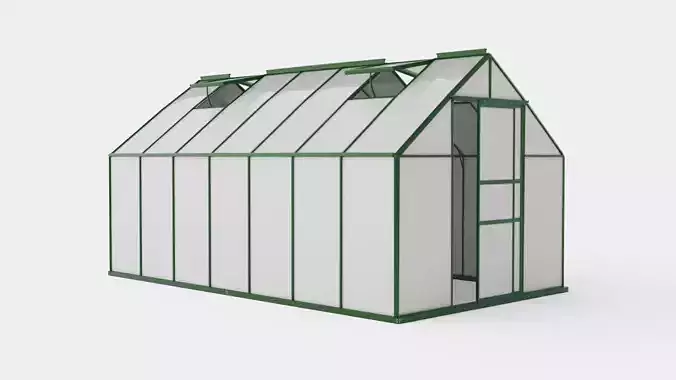 Greenhouse Merkur 11500 Glass Green Low-poly 3D model Greenhouse Merkur 11500 Glass Green Low-poly 3D model