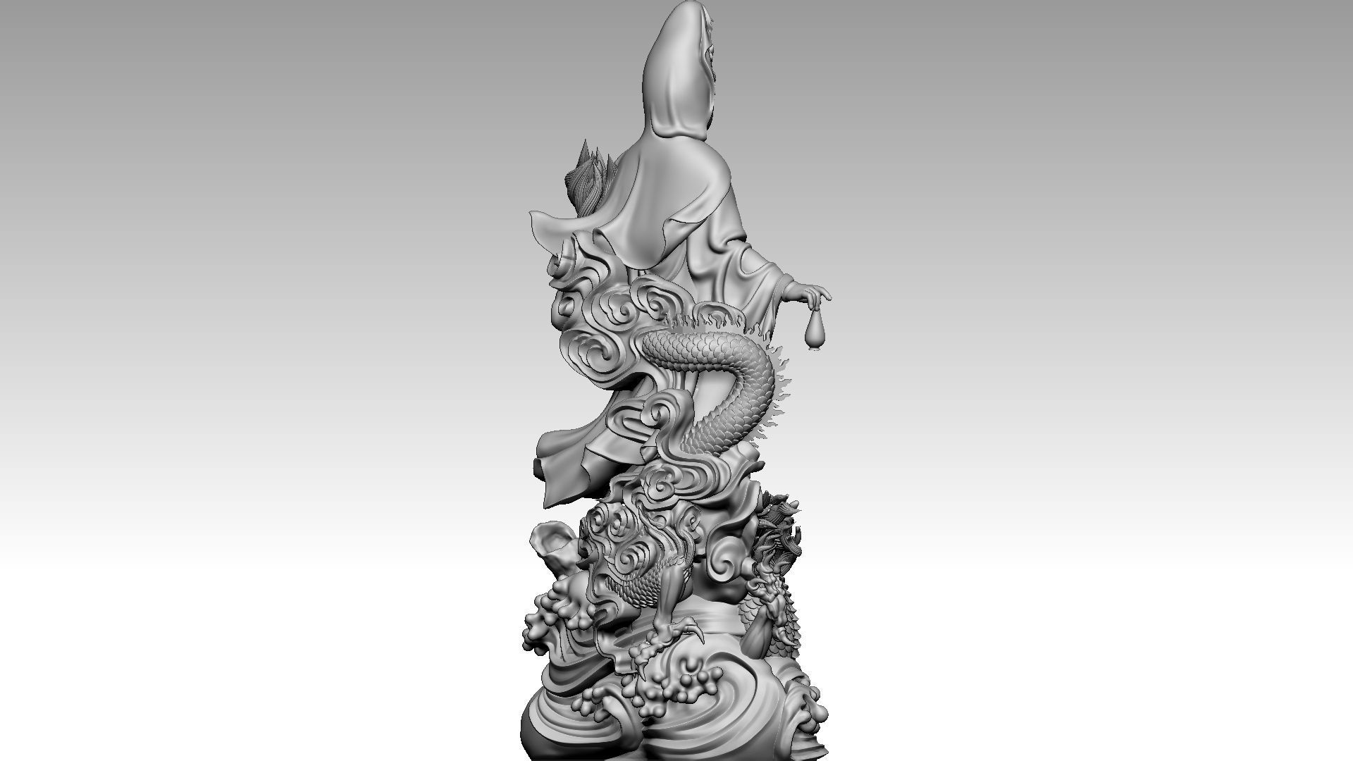 Guanyin ride dragon 3D print model_5