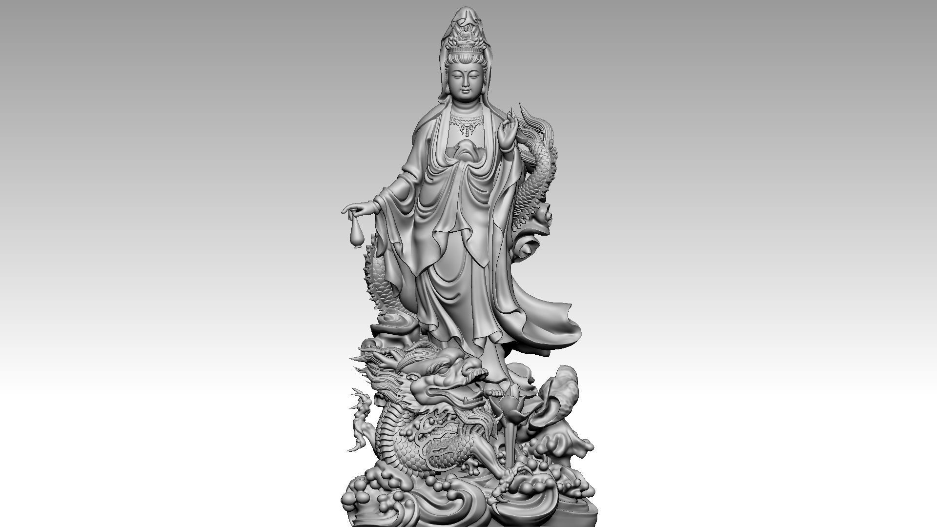 Guanyin ride dragon 3D print model_1
